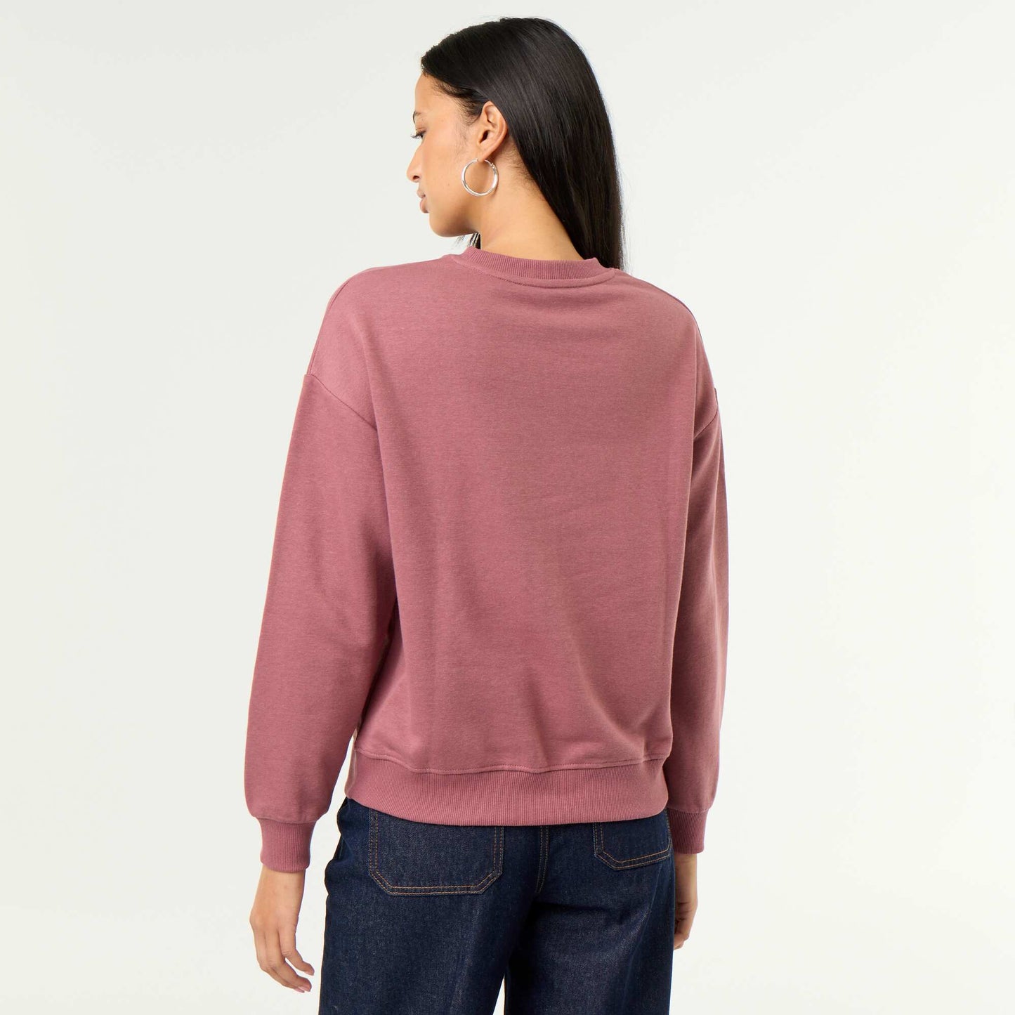 Crew neck sweatshirt with front print PINK