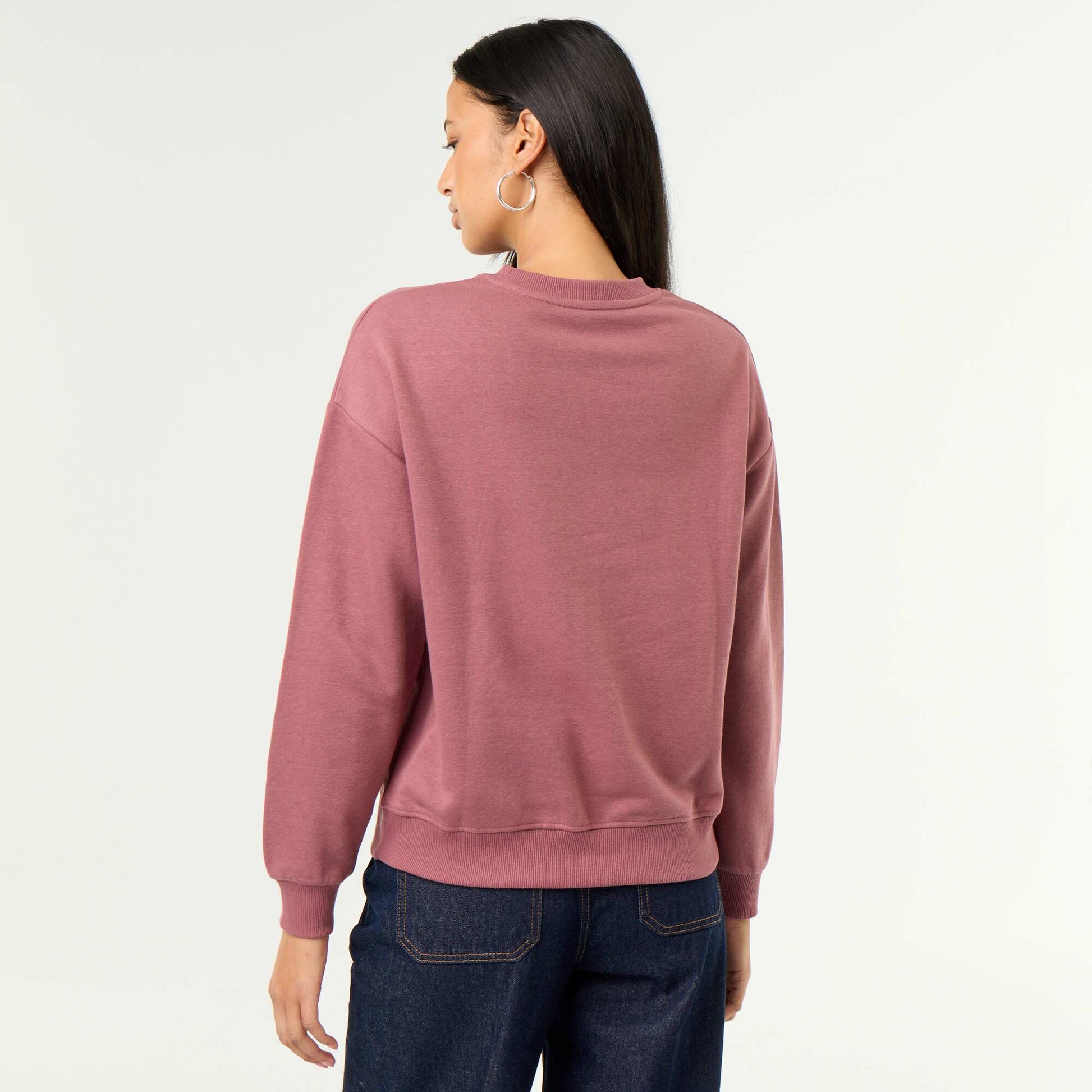 Crew neck sweatshirt with front print PINK