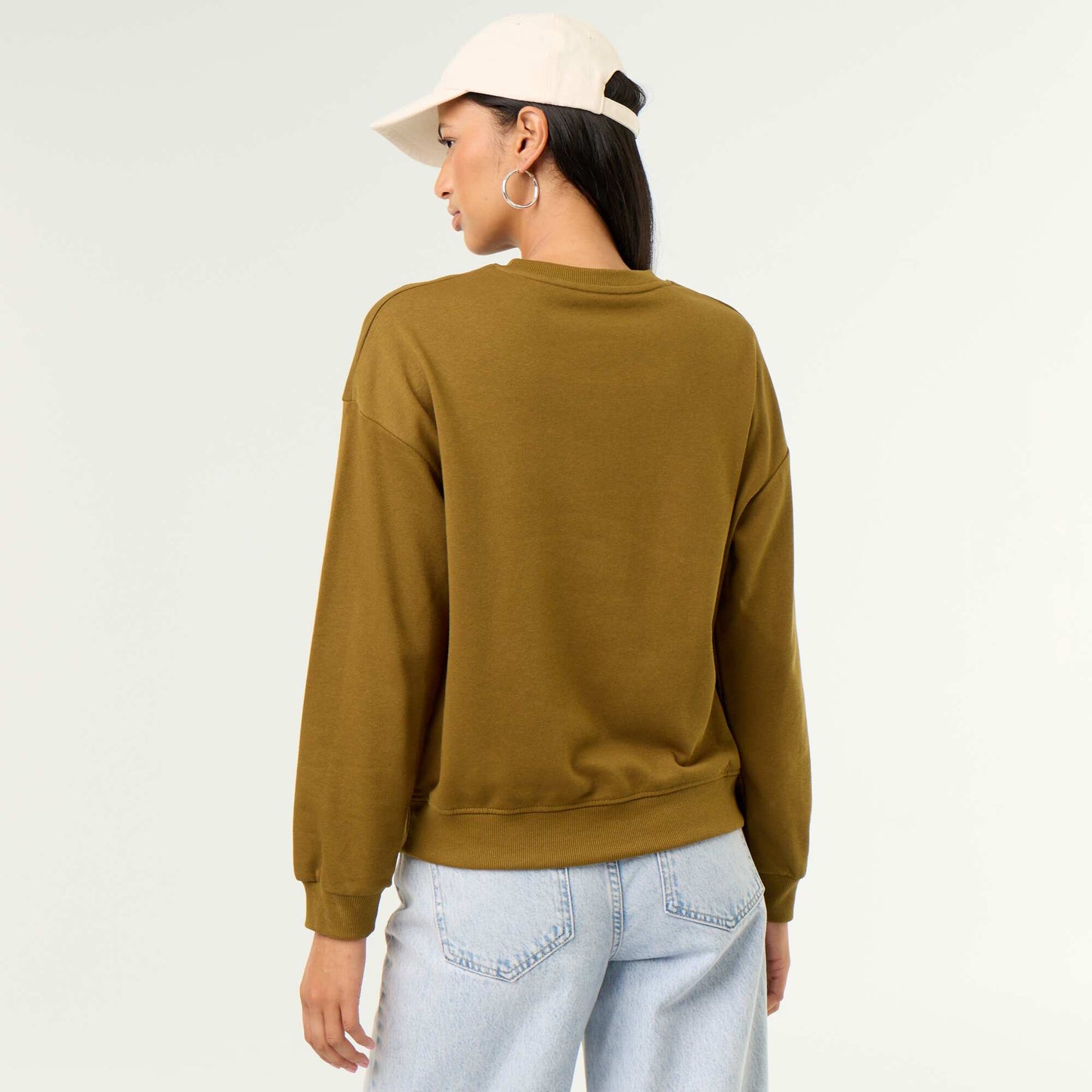 Crew neck sweatshirt with front print GREEN