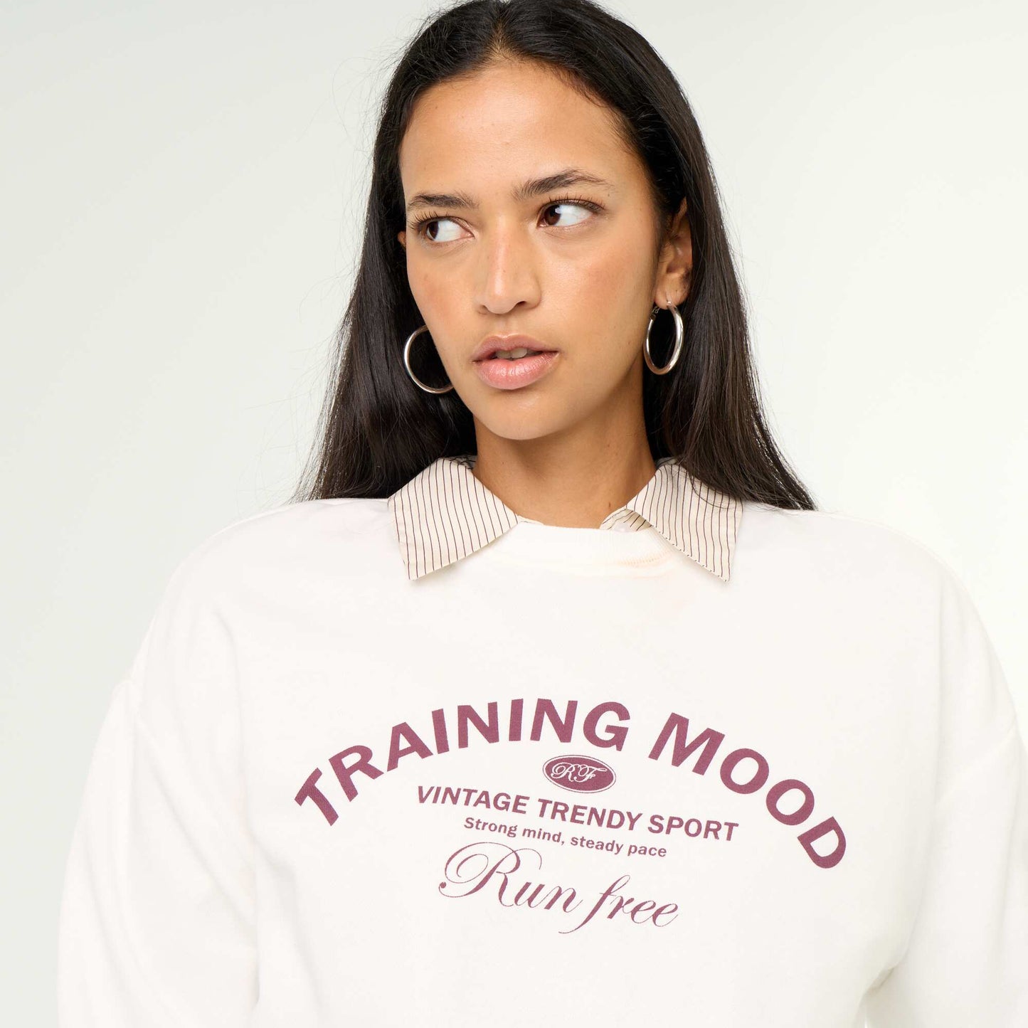 Crew neck sweatshirt with front print WHITE