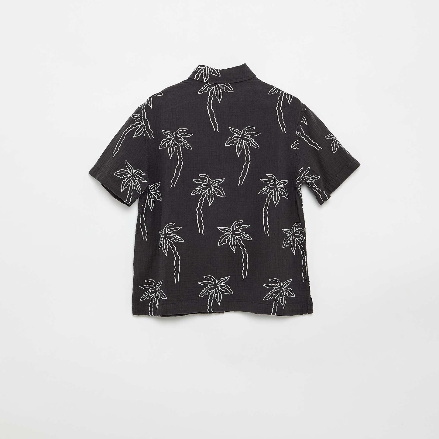 Short-sleeved cotton gauze shirt BLACK