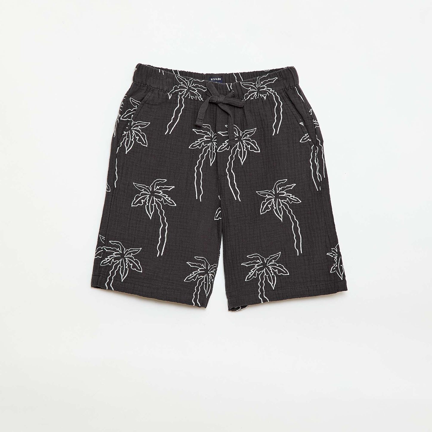 Embroidered Cotton Gauze Shorts BLACK