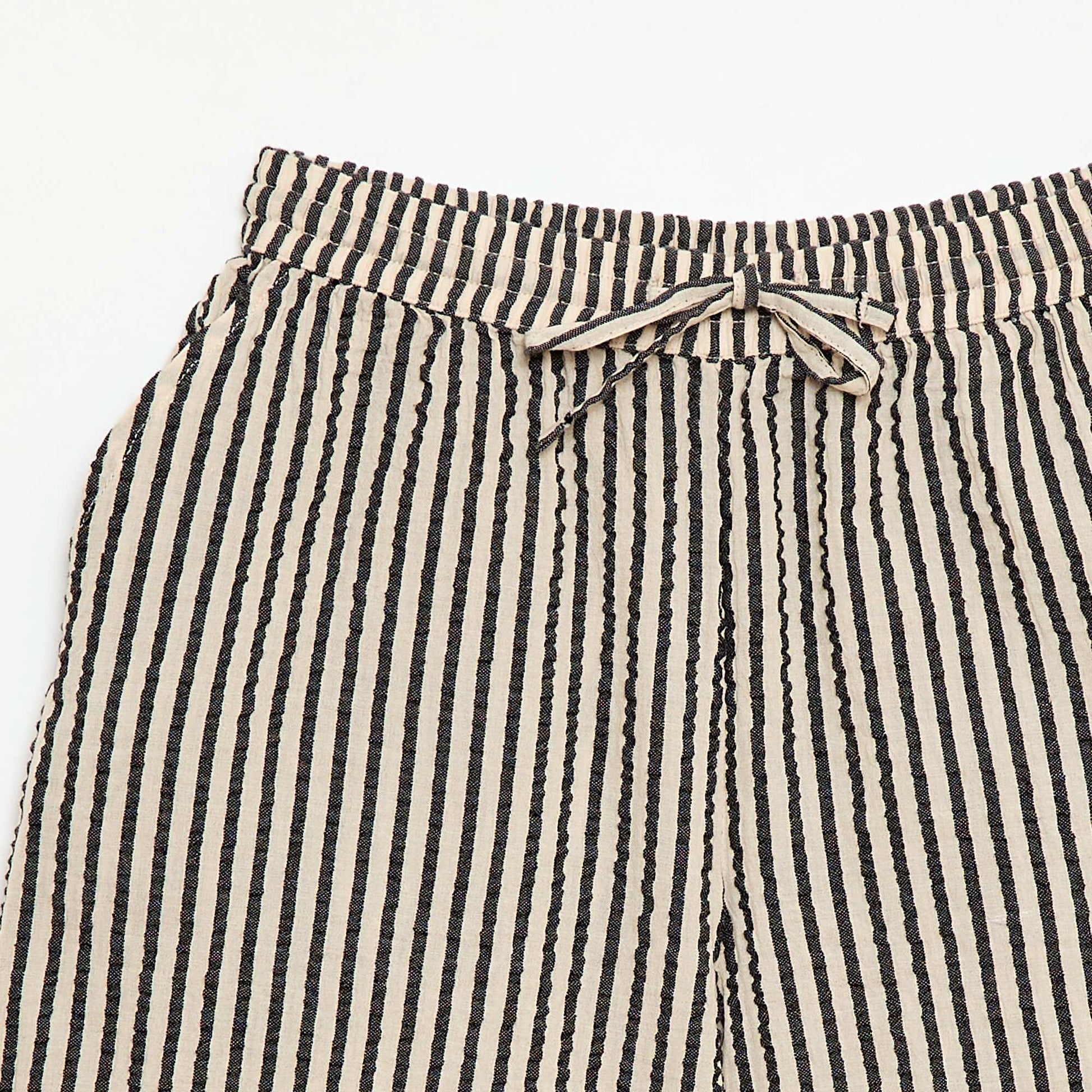 Striped shorts with drawstrings BEIGE