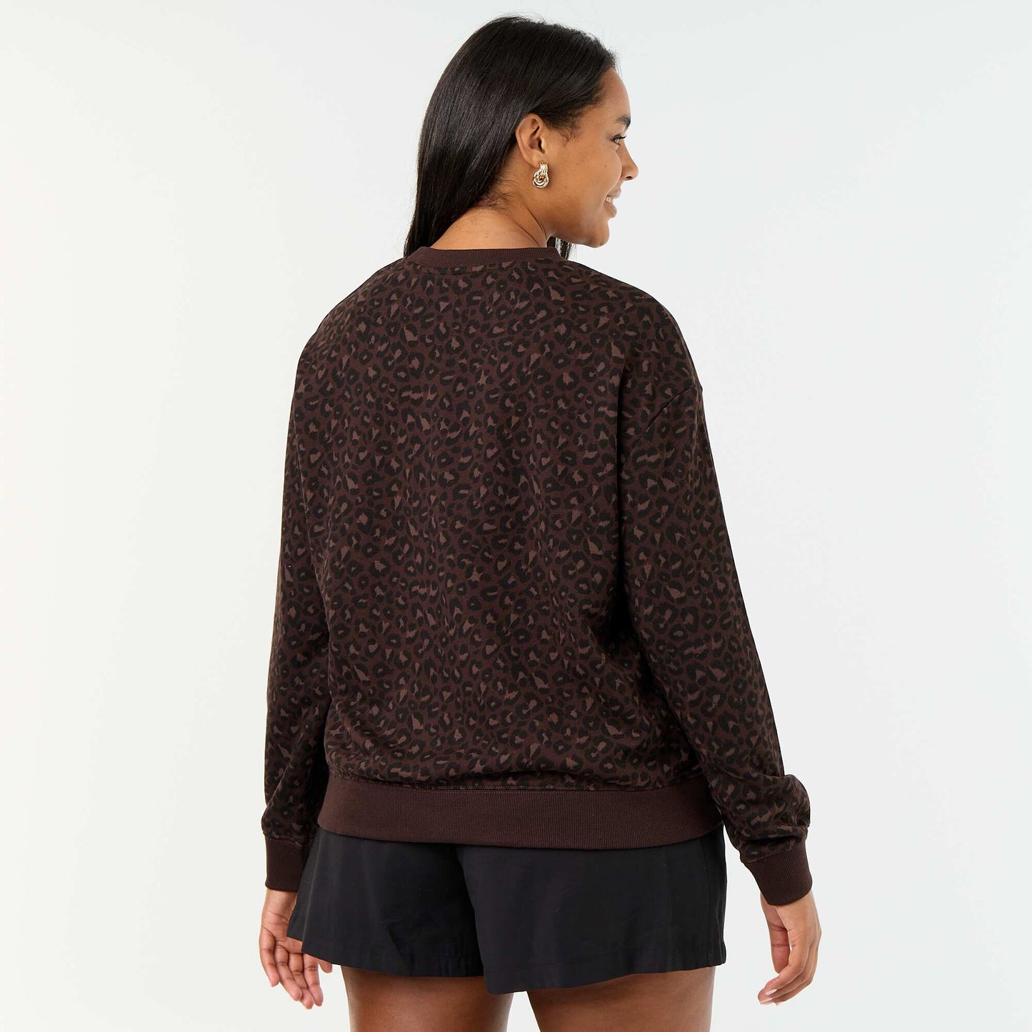 Lightweight Printed French Terry Sweatshirt BROWN