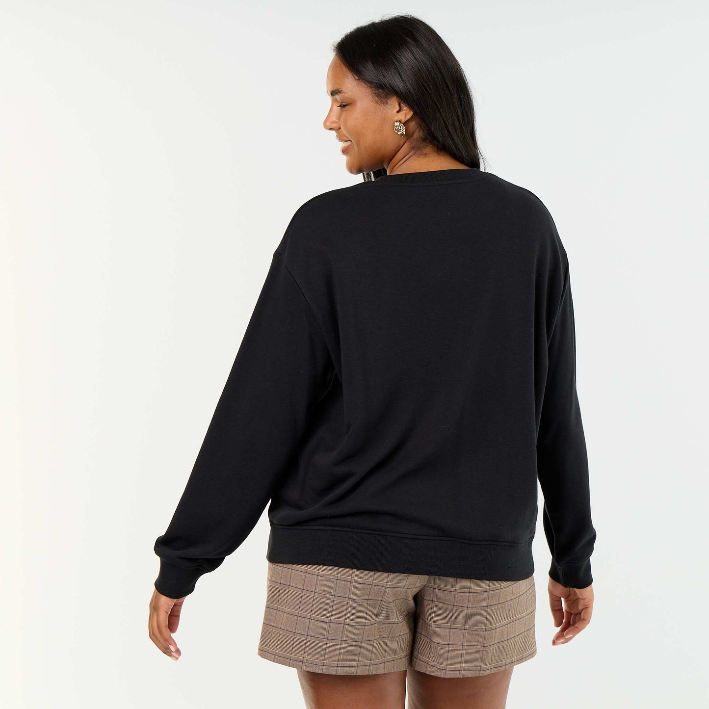 French Terry Round Neck Sweatshirt BLACK