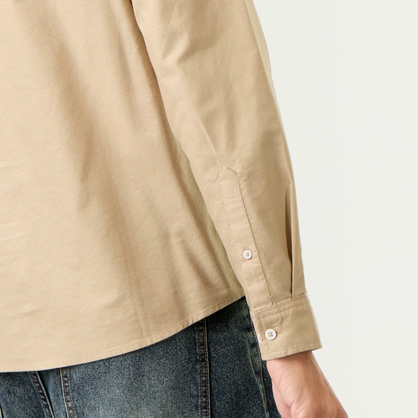 Oxford shirt with button-front opening BEIGE