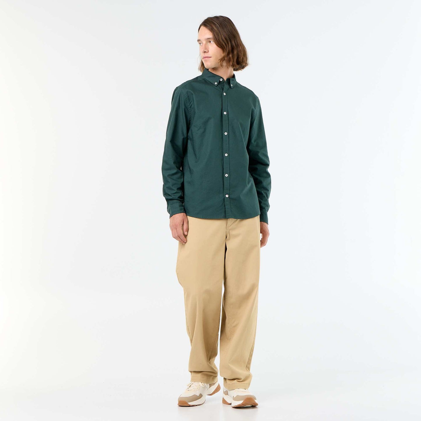 Oxford shirt with button-front opening GREEN