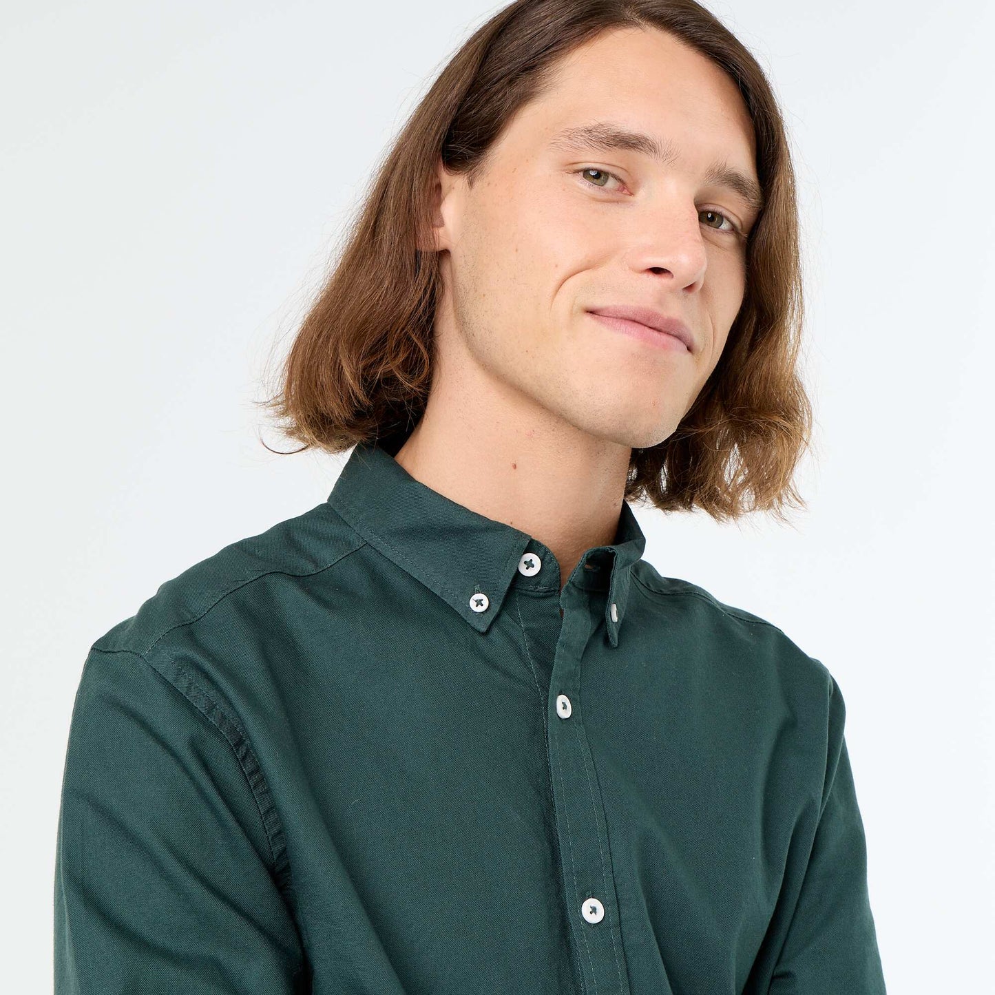 Oxford shirt with button-front opening GREEN