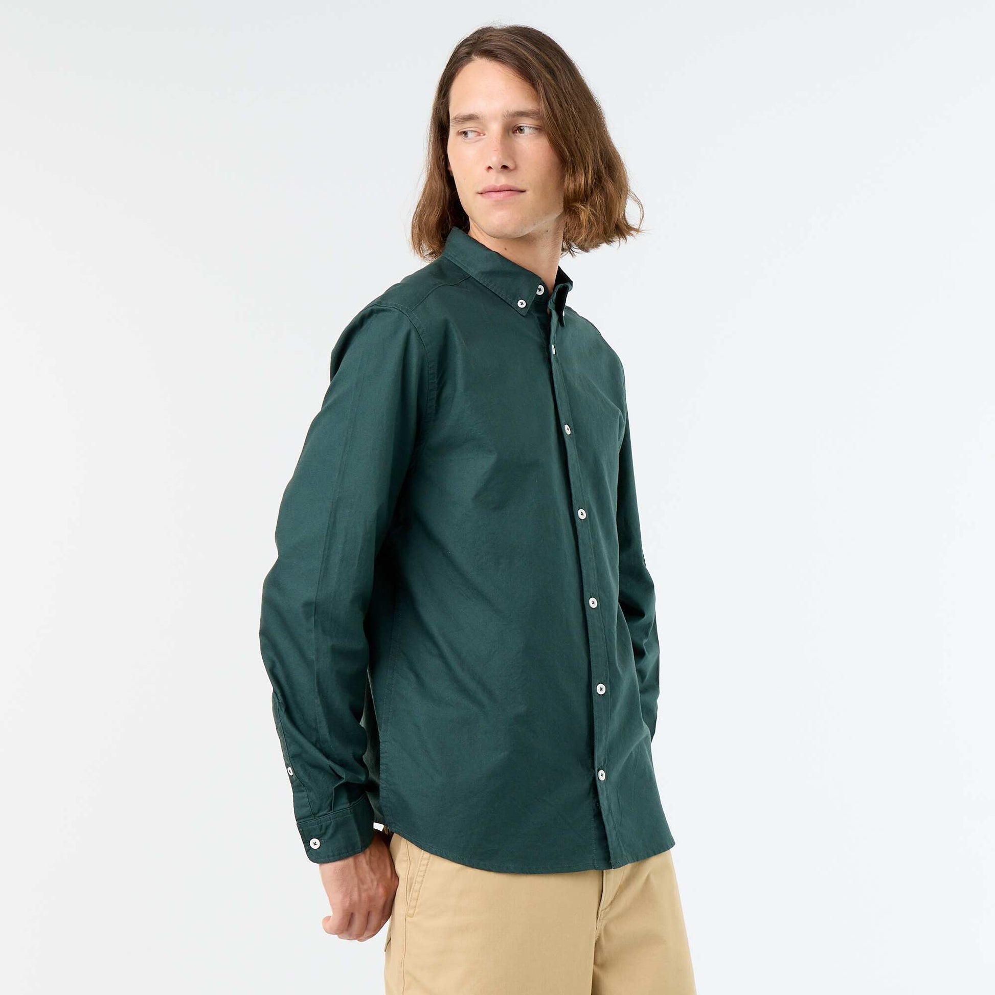 Oxford shirt with button-front opening GREEN