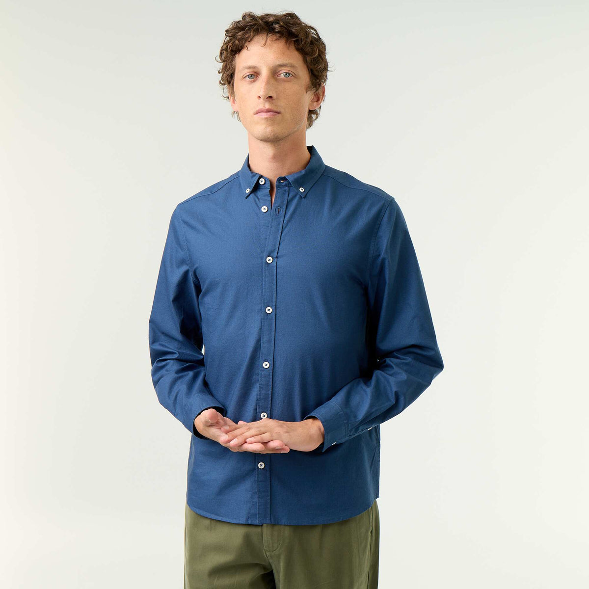 Oxford shirt with button-front opening BLUE