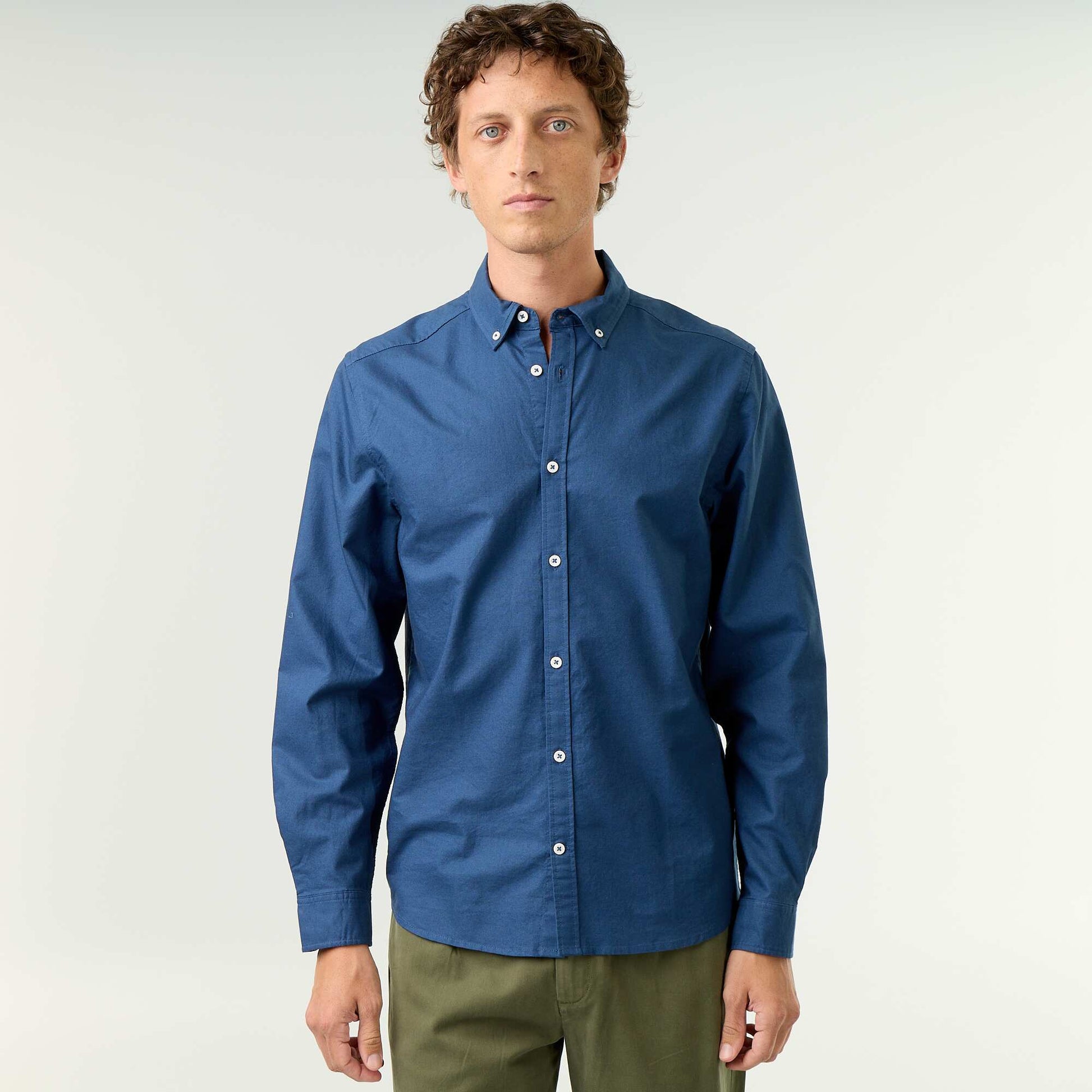 Oxford shirt with button-front opening BLUE