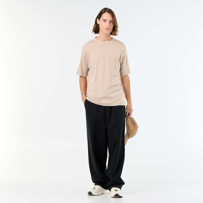 Wide-Leg Lightweight Fleece Joggers BLACK