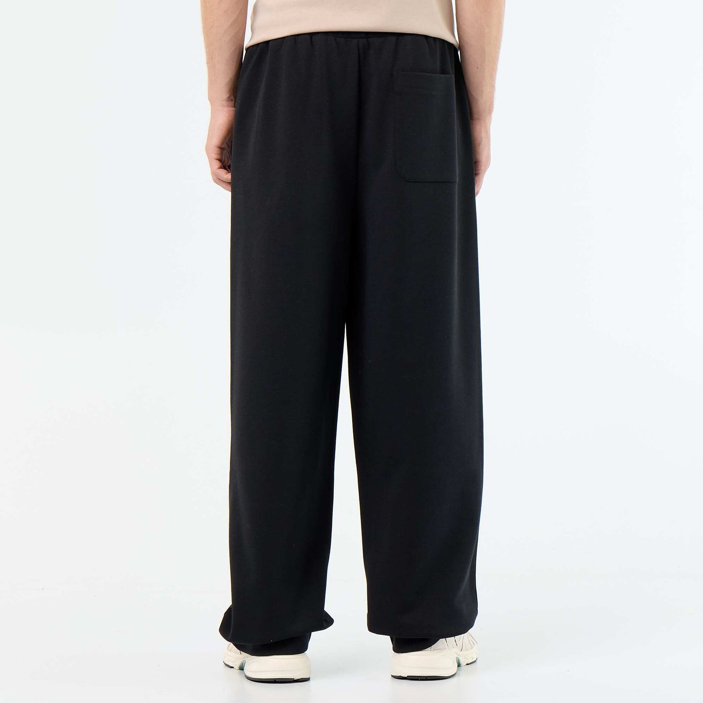 Wide-Leg Lightweight Fleece Joggers BLACK