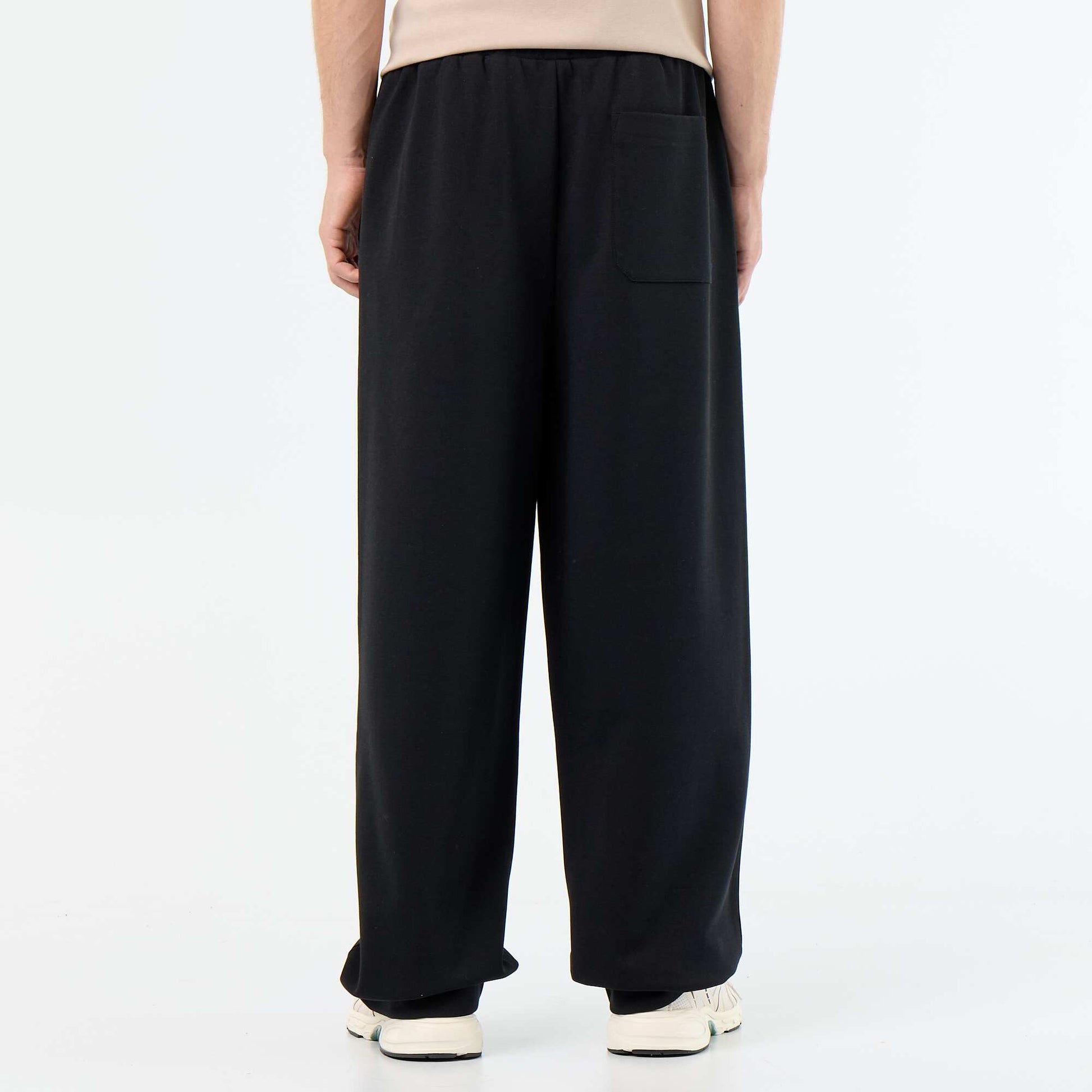 Wide-Leg Lightweight Fleece Joggers BLACK