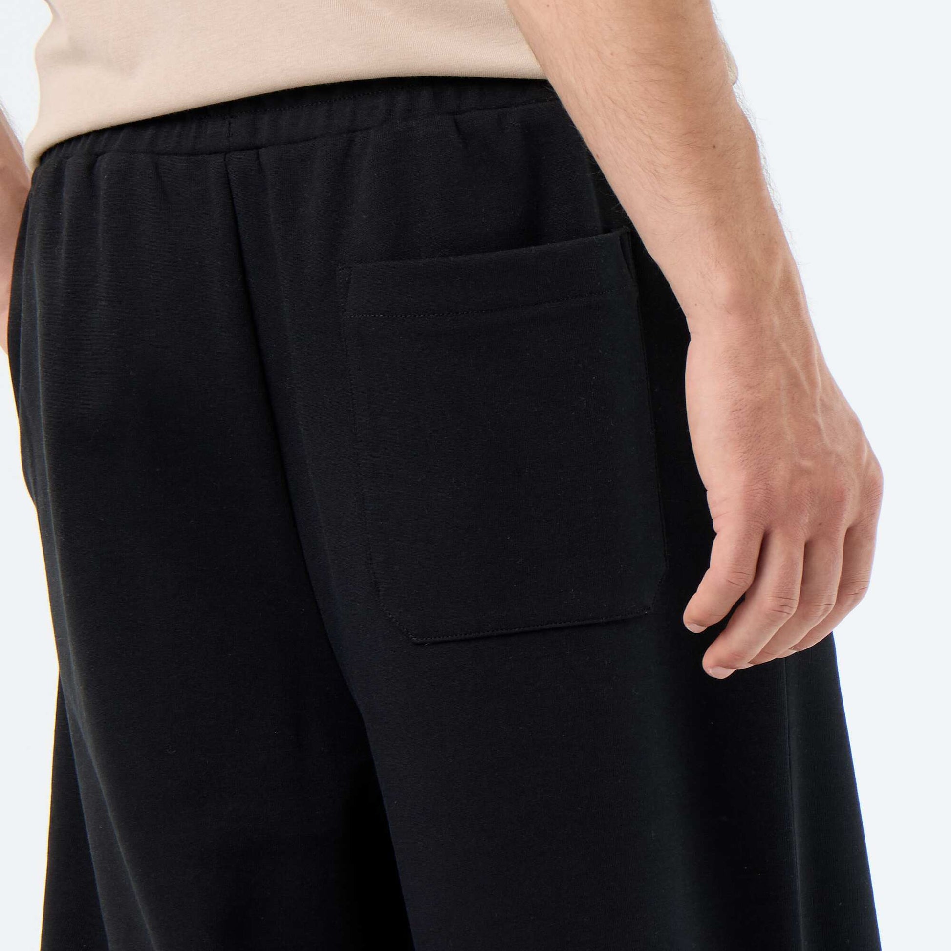 Wide-Leg Lightweight Fleece Joggers BLACK