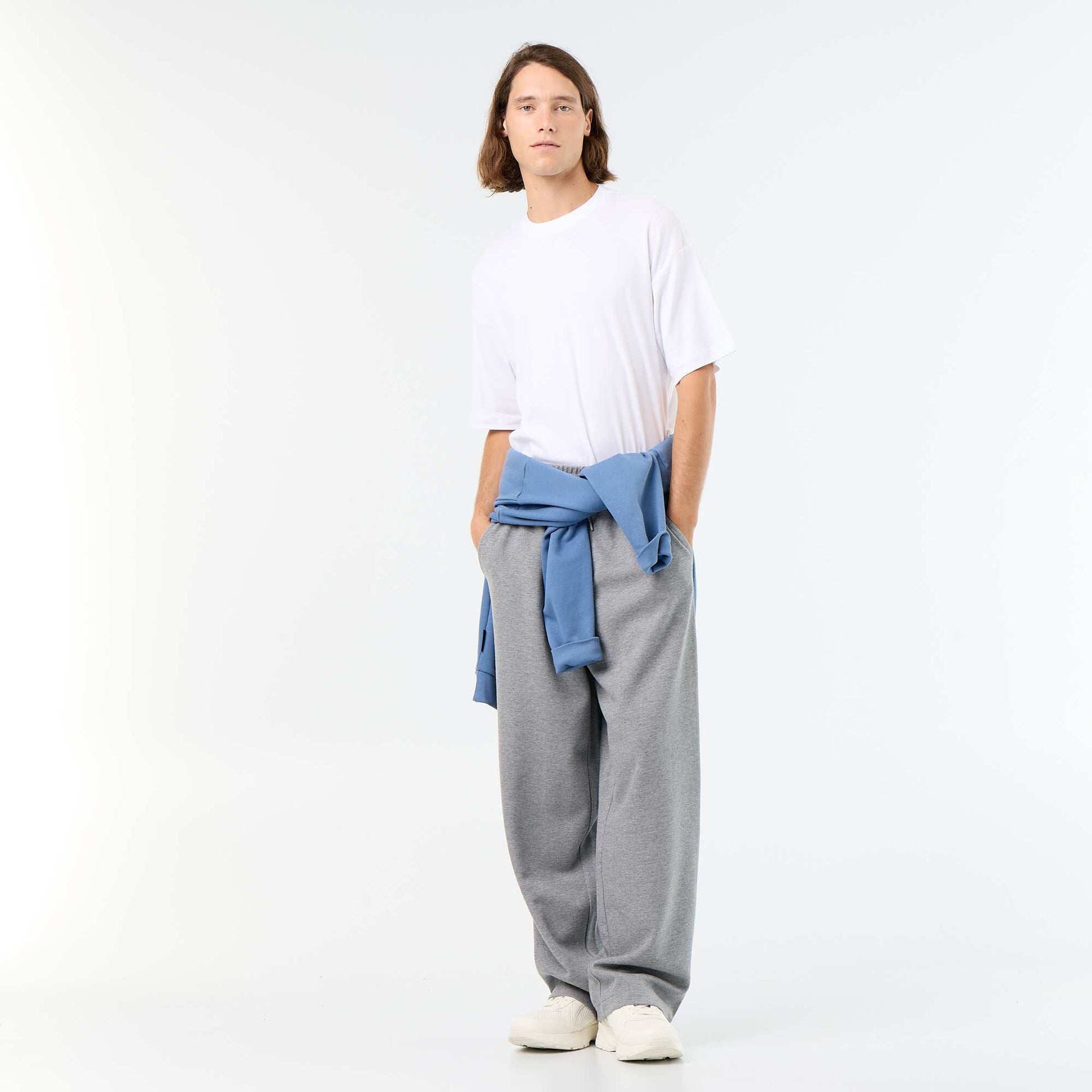 Wide-Leg Lightweight Fleece Joggers GREY