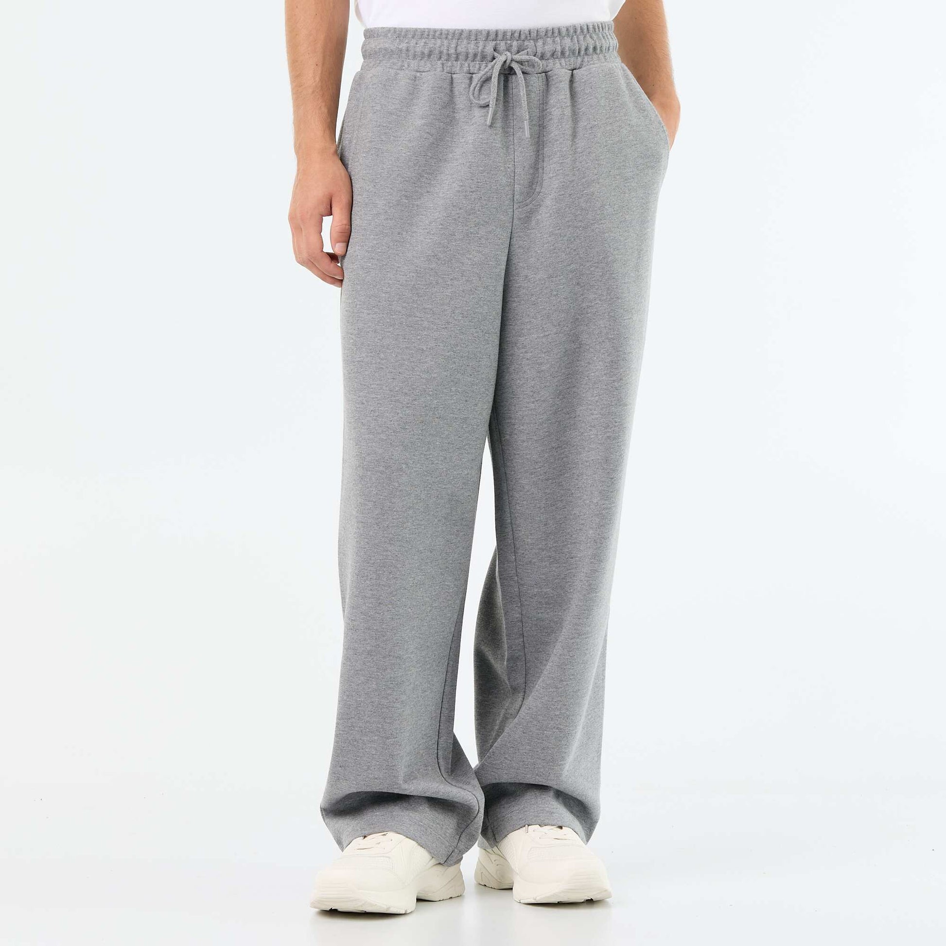 Wide-Leg Lightweight Fleece Joggers GREY