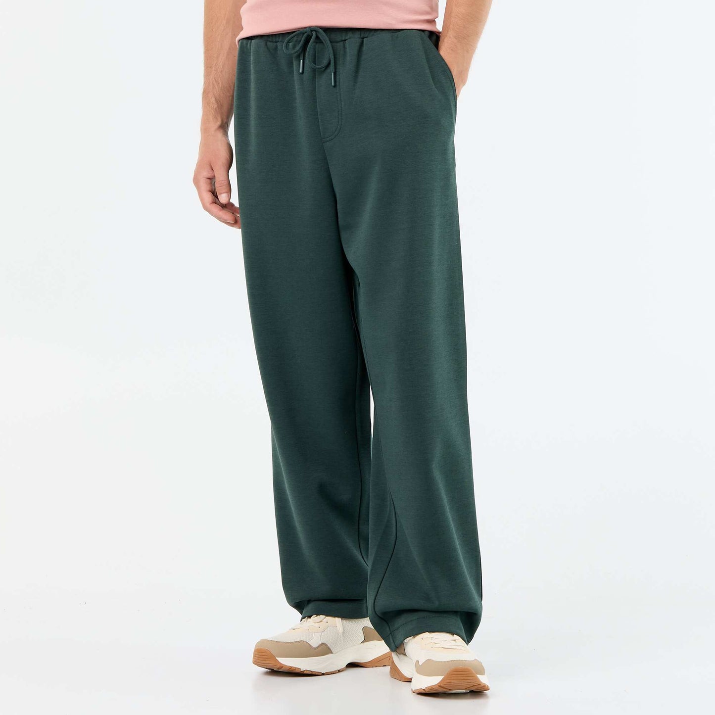 Wide-Leg Lightweight Fleece Joggers GREEN