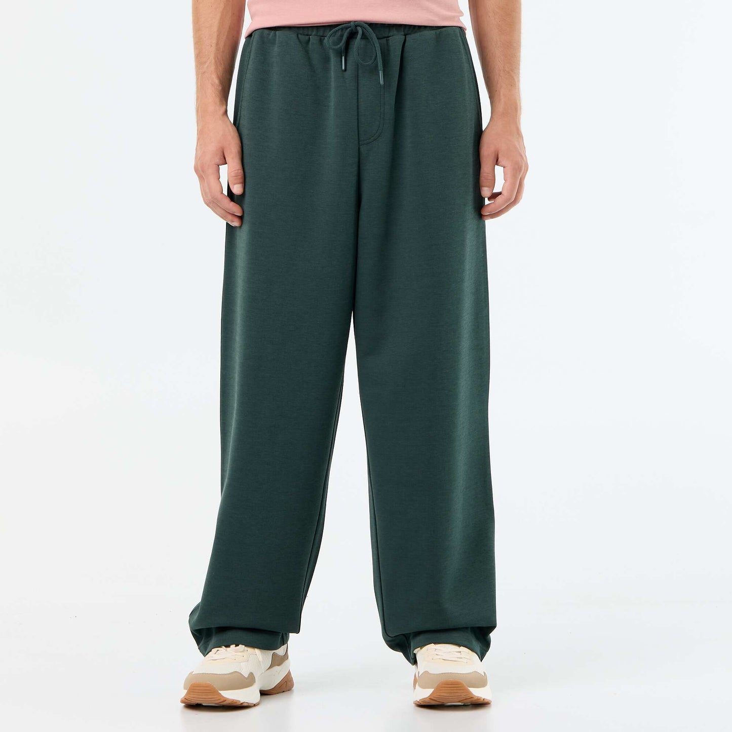 Wide-Leg Lightweight Fleece Joggers GREEN