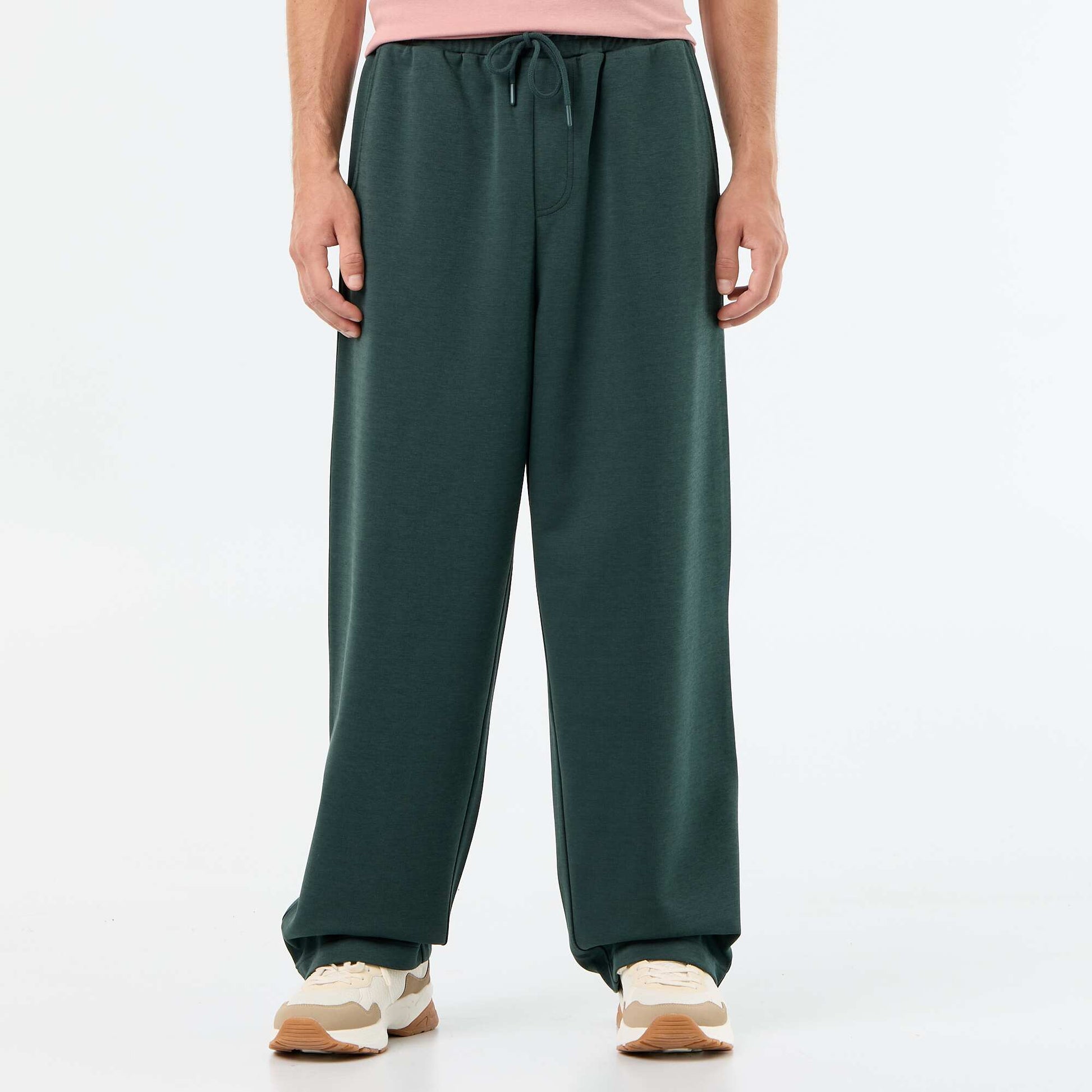 Wide-Leg Lightweight Fleece Joggers GREEN