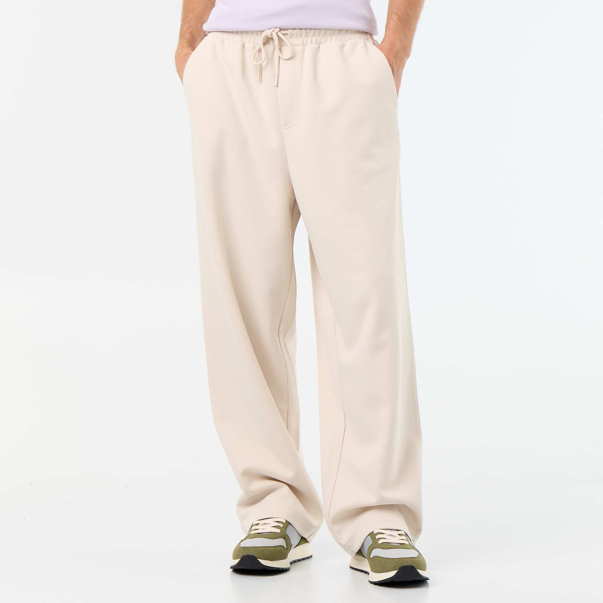 Wide-Leg Lightweight Fleece Joggers GREY