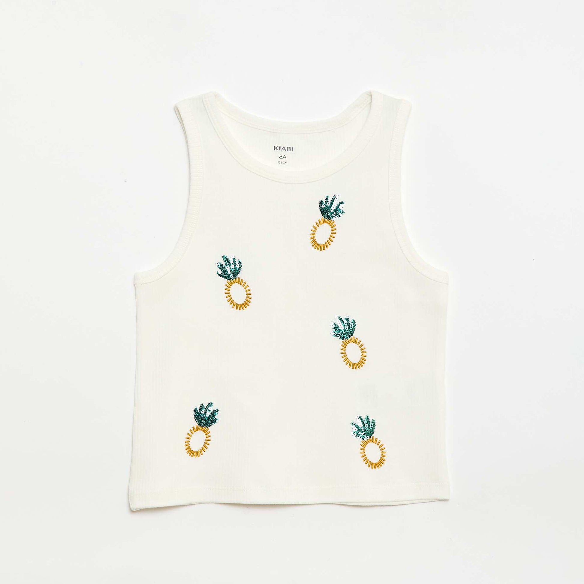 Tank top with fancy embroidery WHITE