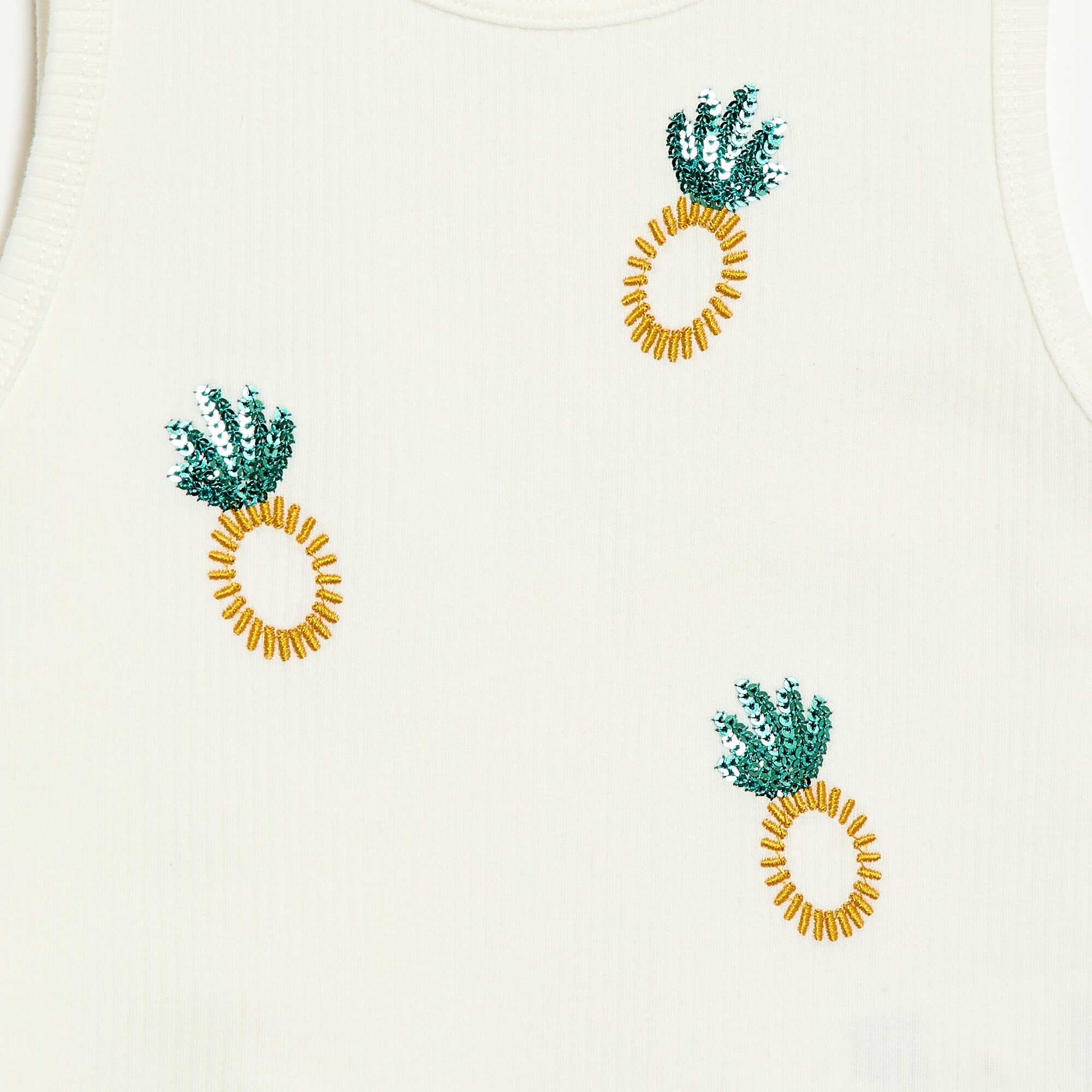 Tank top with fancy embroidery WHITE