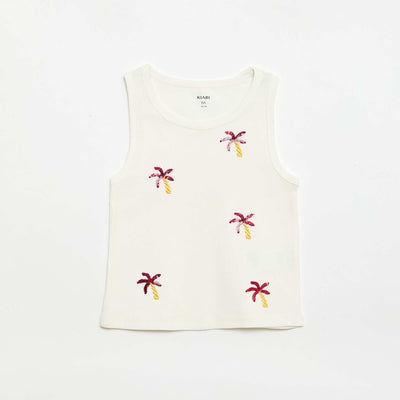 Tank top with fancy embroidery WHITE