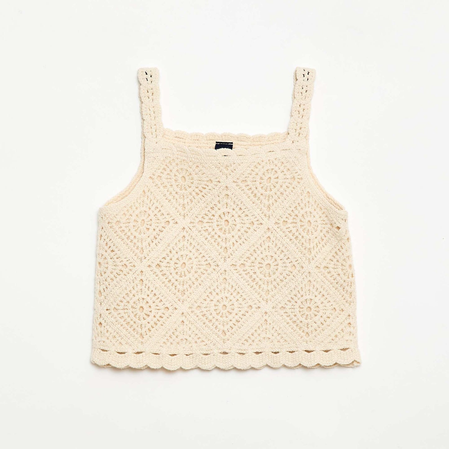 Solid crochet top ECRU
