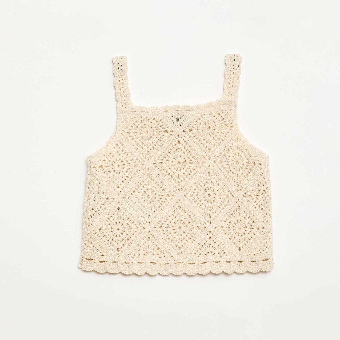 Solid crochet top ECRU