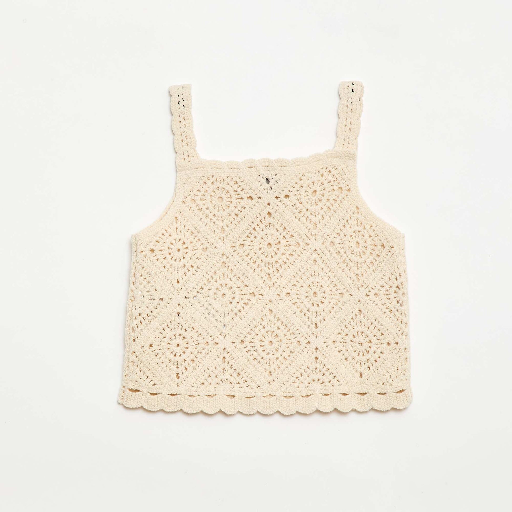 Solid crochet top ECRU