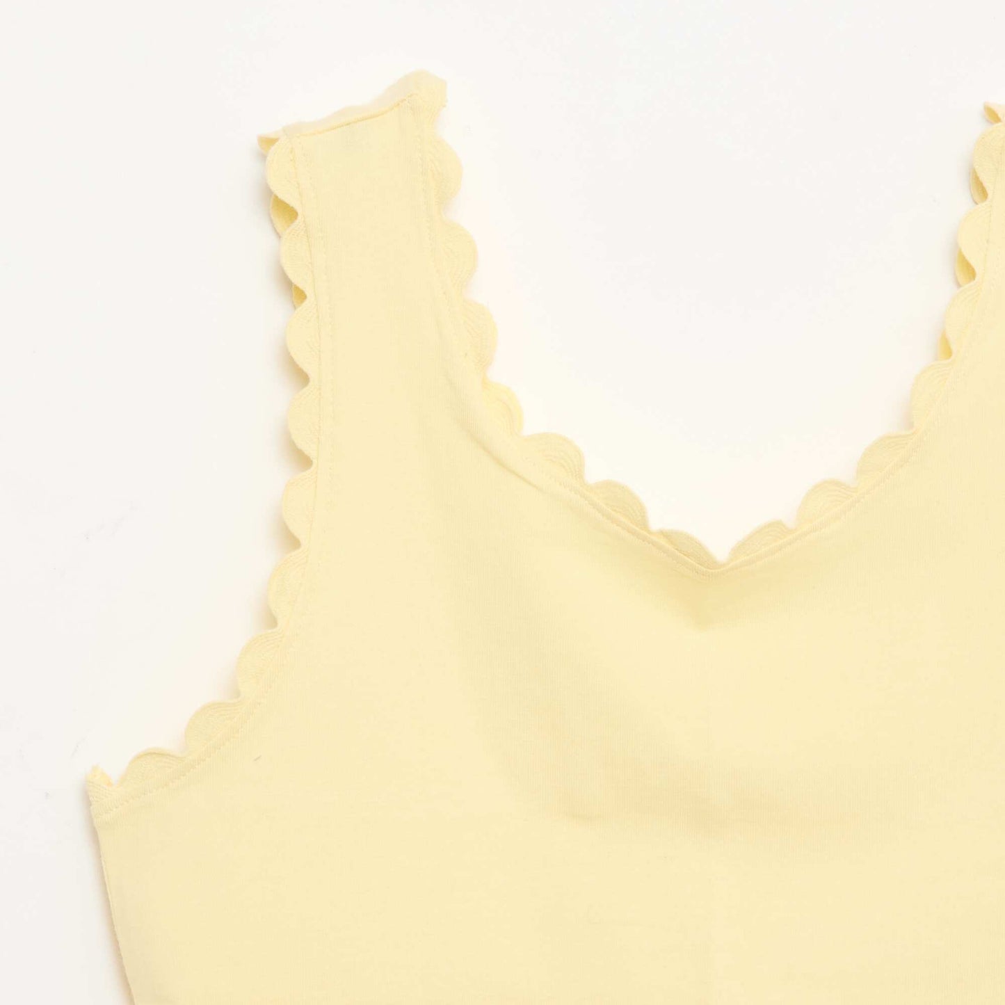 Solid tank top with wavy edges YELLOW