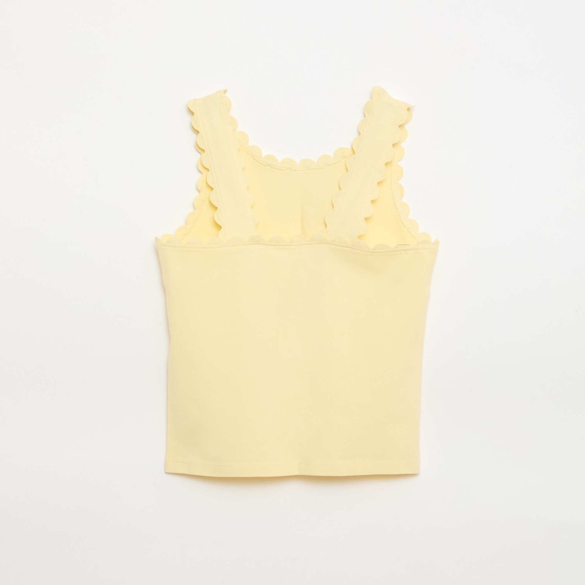 Solid tank top with wavy edges YELLOW