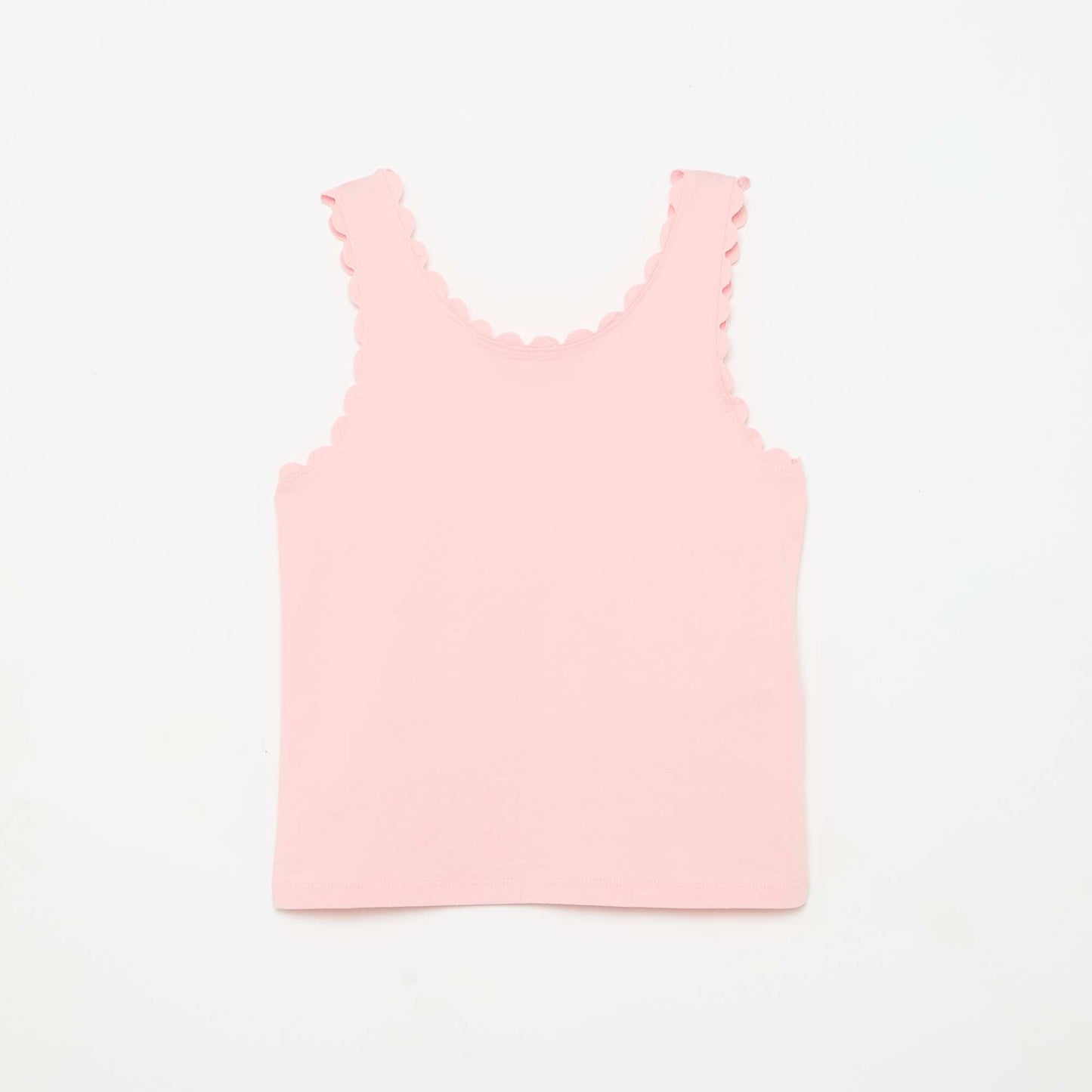 Solid tank top with wavy edges PINK