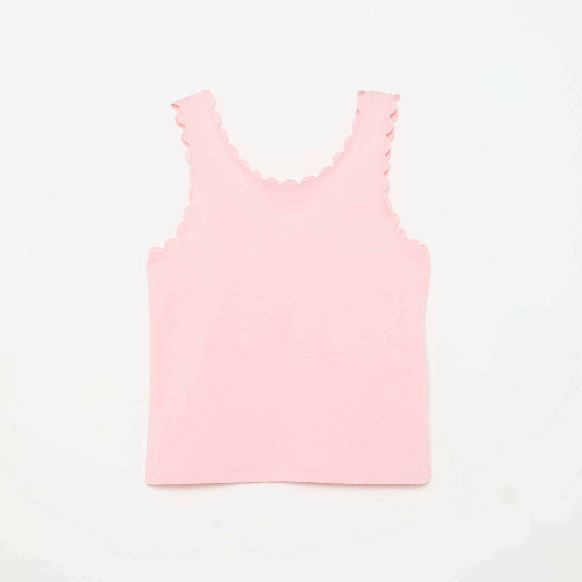 Solid tank top with wavy edges PINK