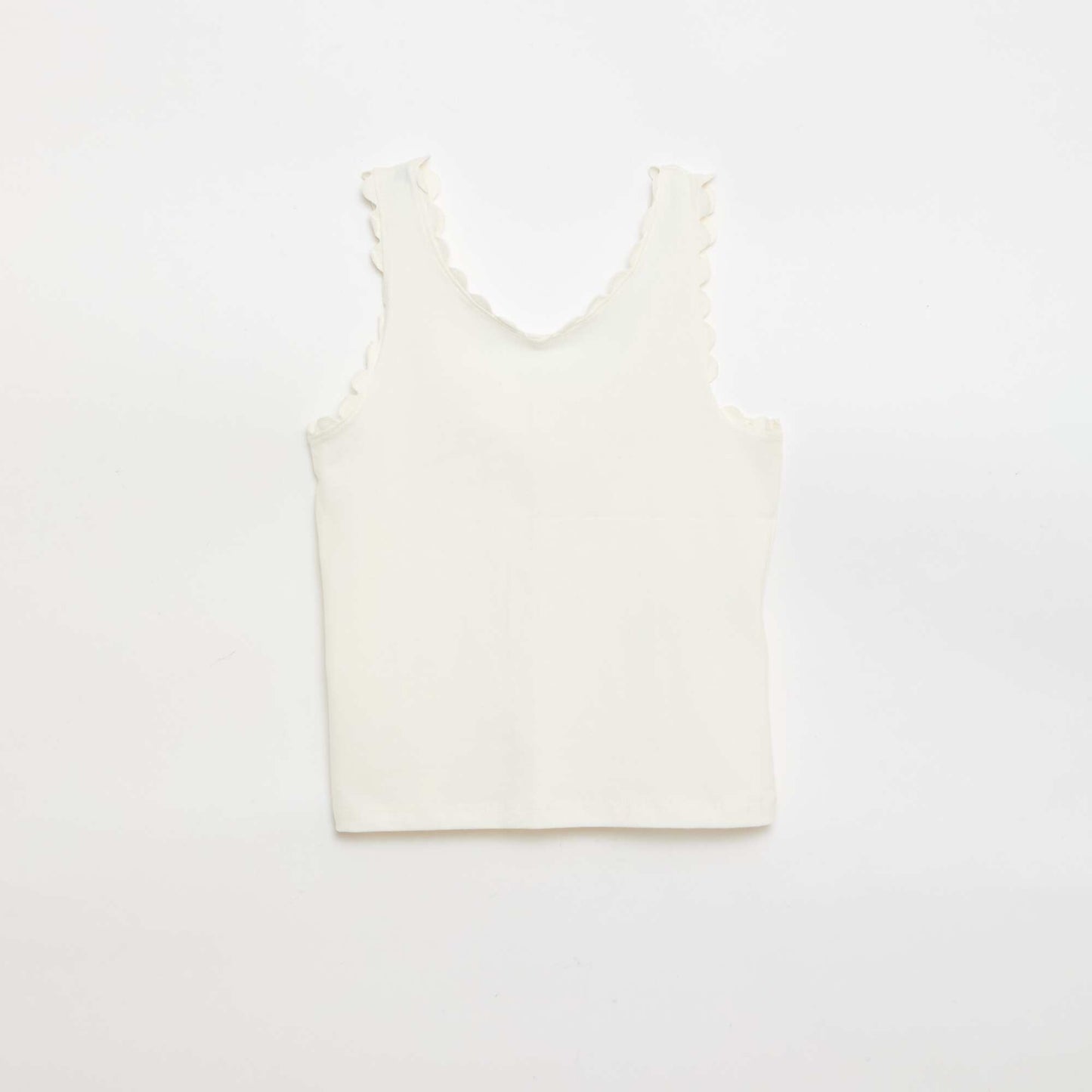 Solid tank top with wavy edges WHITE