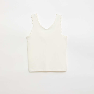 Solid tank top with wavy edges WHITE