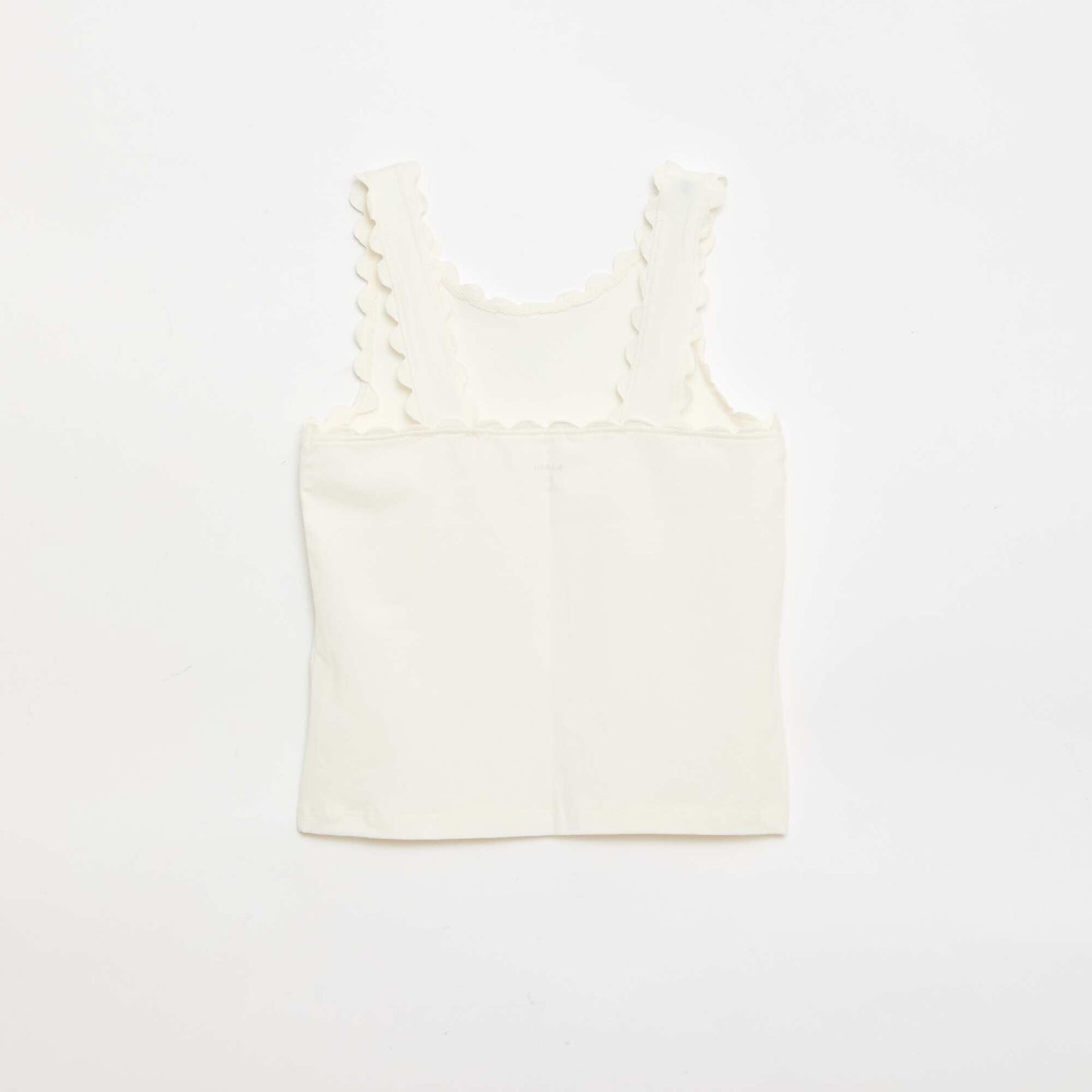 Solid tank top with wavy edges WHITE