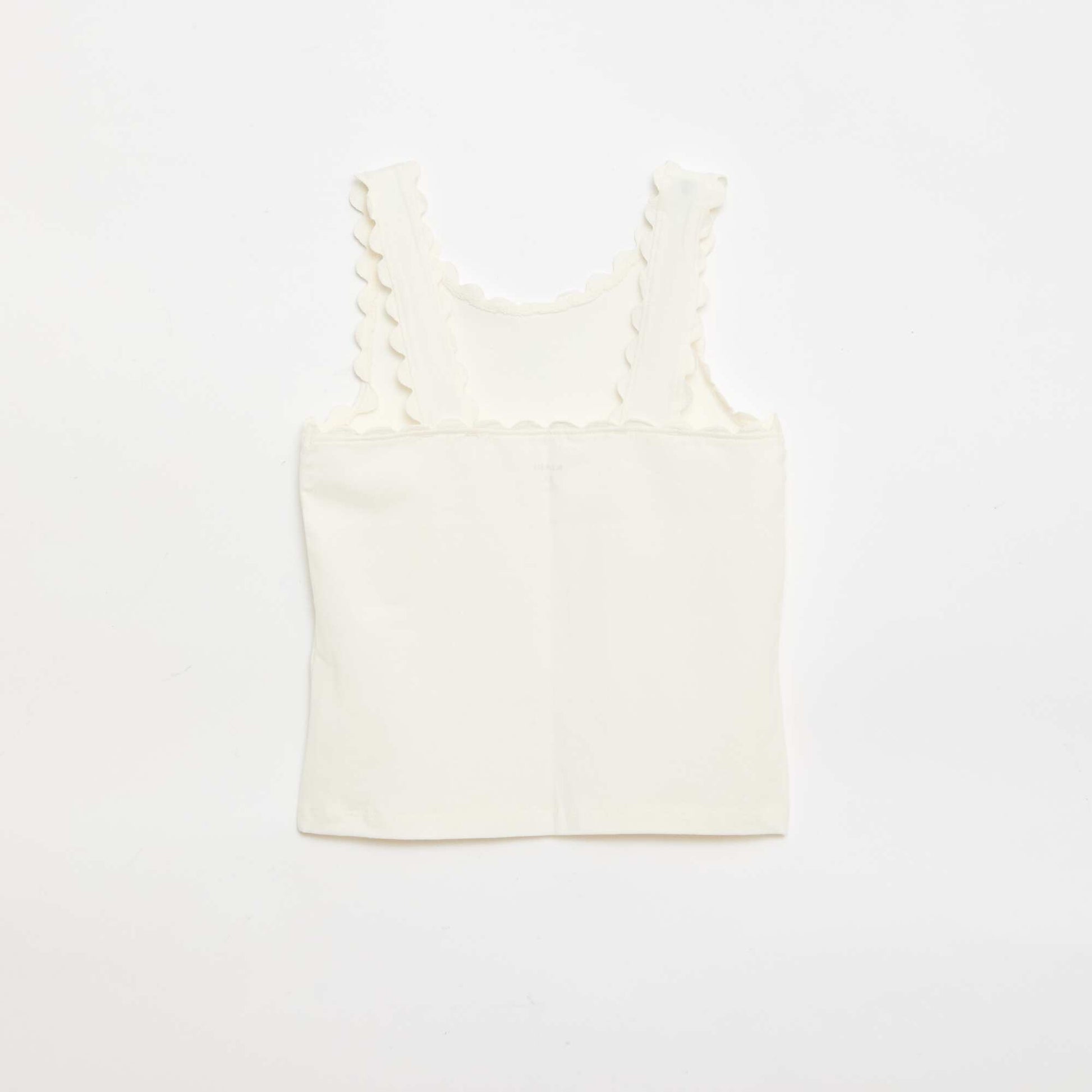 Solid tank top with wavy edges WHITE
