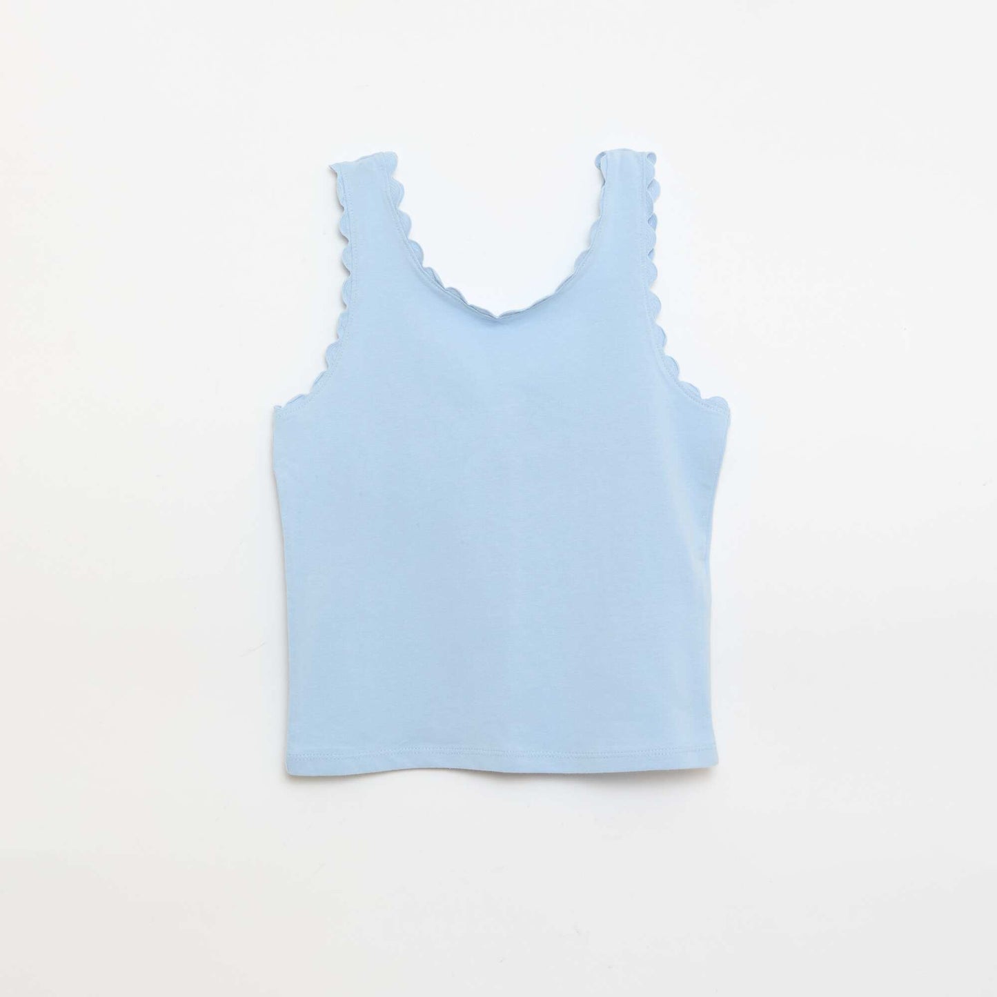 Solid tank top with wavy edges BLUE