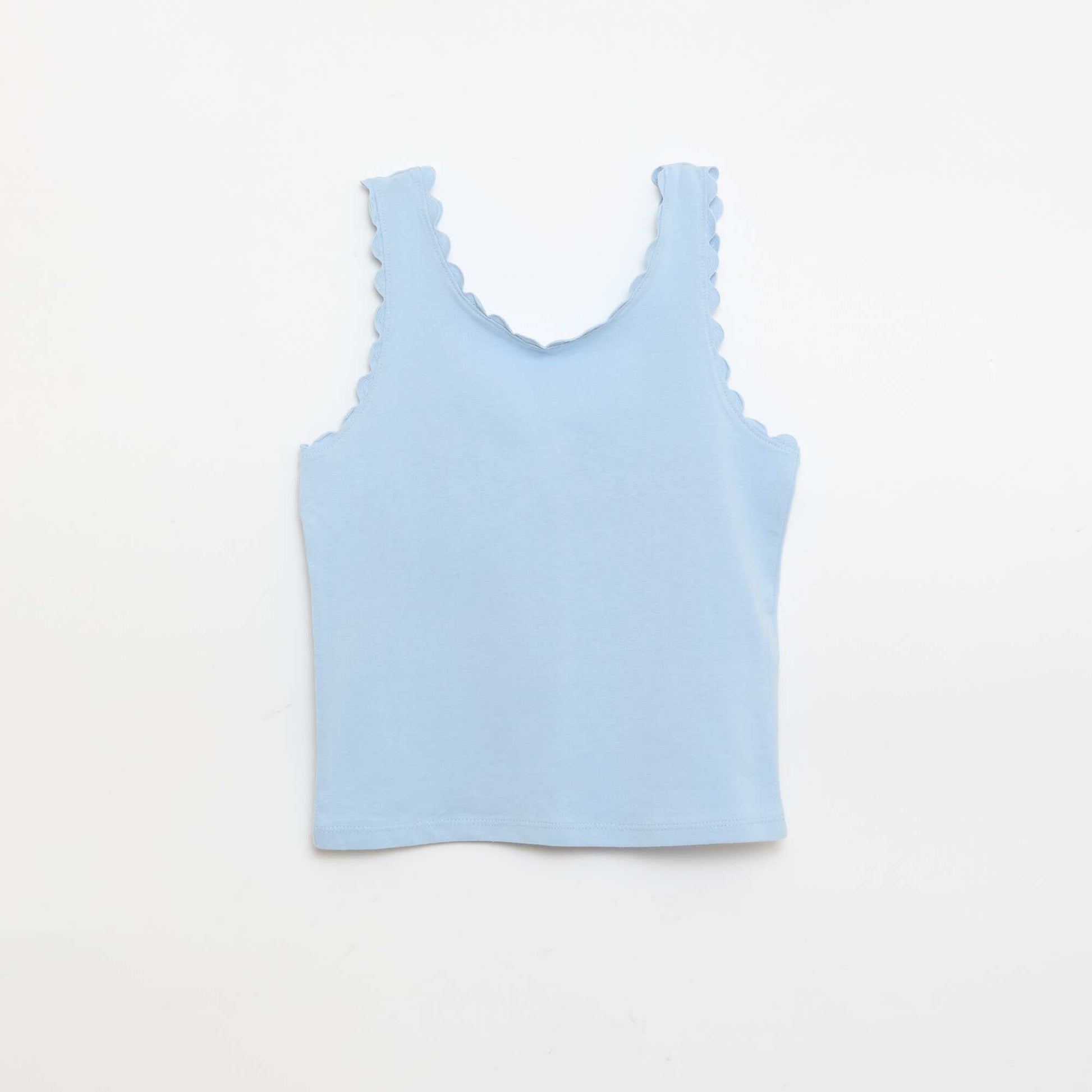Solid tank top with wavy edges BLUE