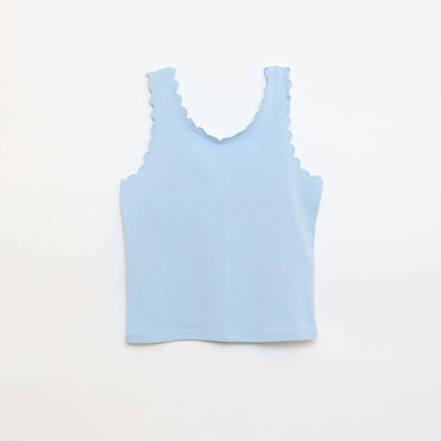 Solid tank top with wavy edges BLUE