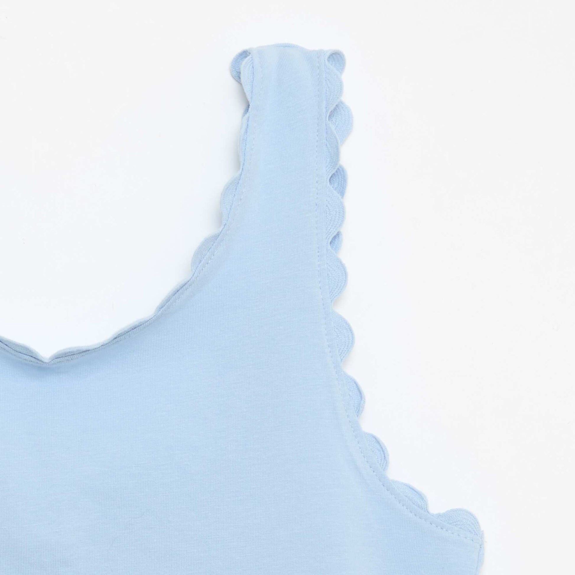 Solid tank top with wavy edges BLUE