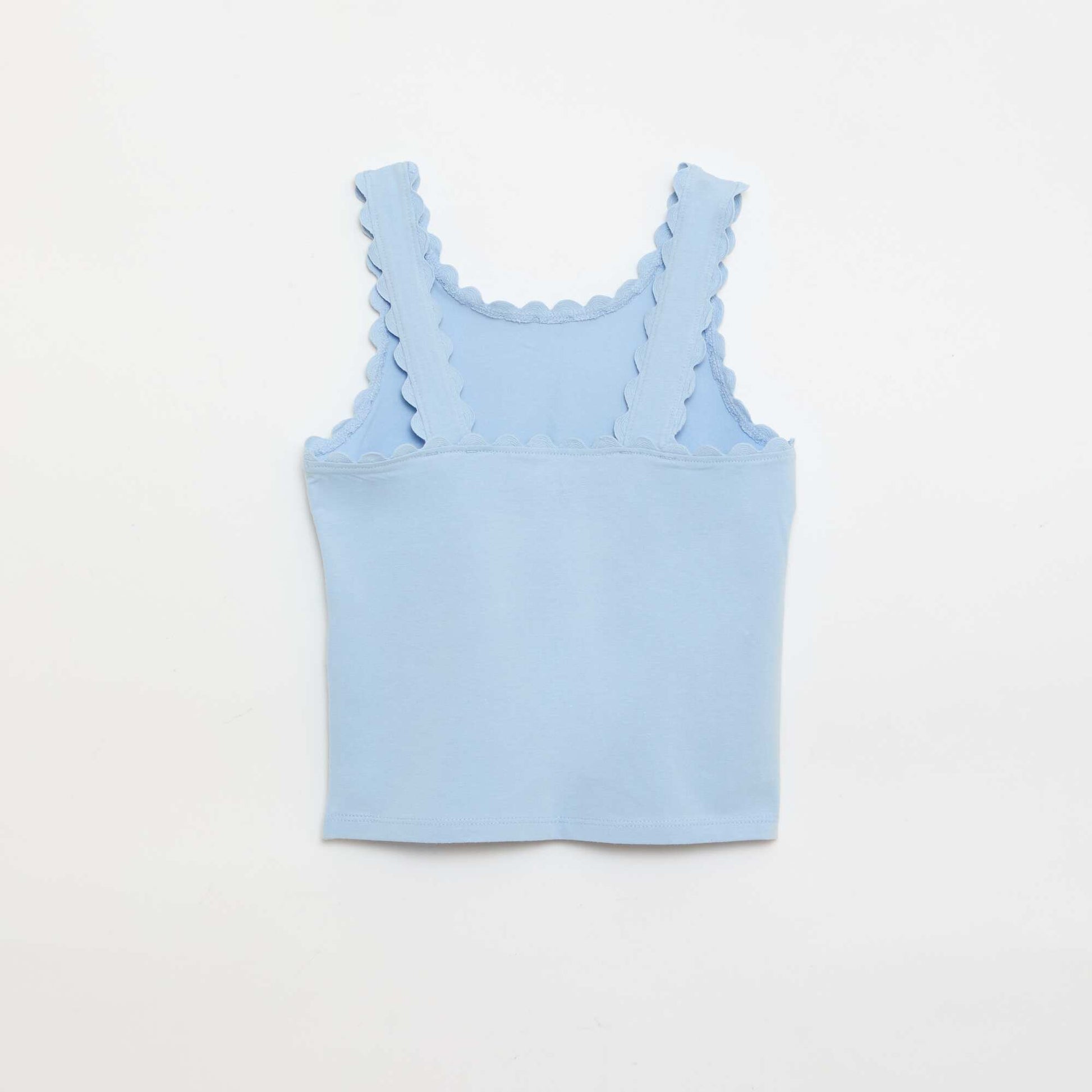 Solid tank top with wavy edges BLUE