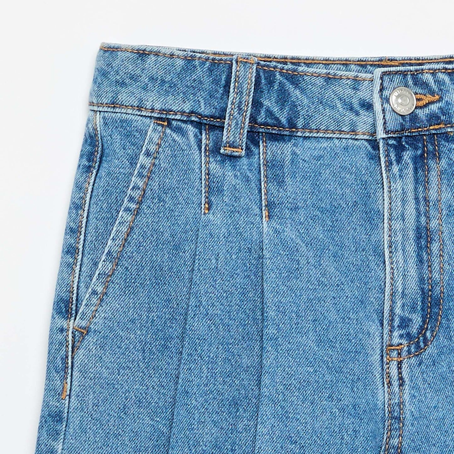 Pleated denim shorts BLUE