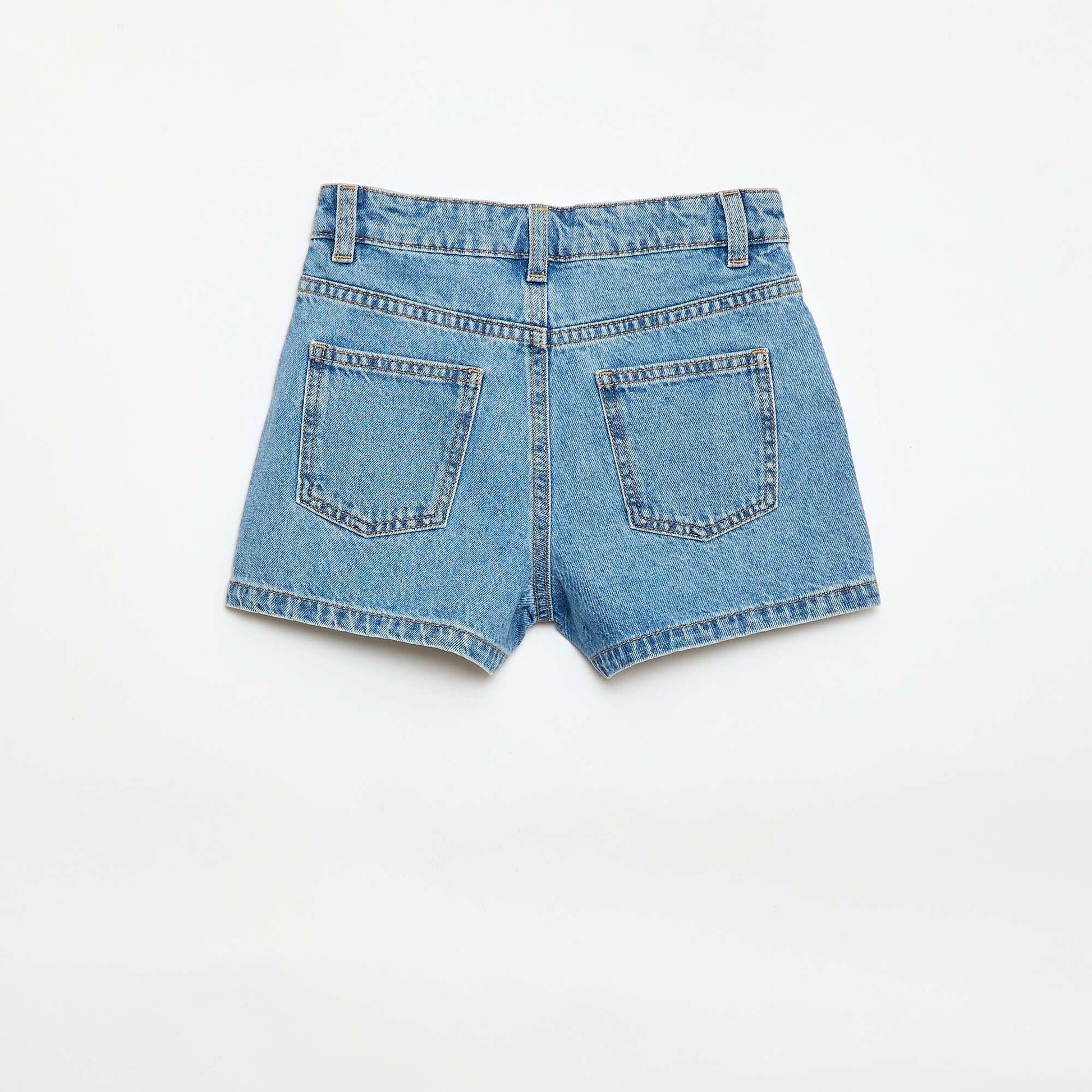 Denim shorts with embroidery BLUE