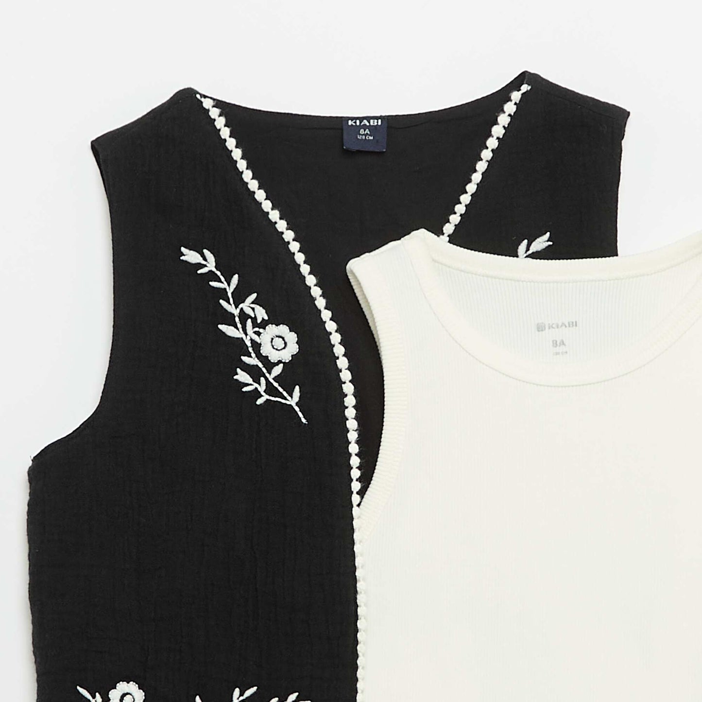 Tank top and sleeveless cardigan set BLACK