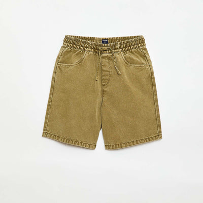 Straight-Cut Bermuda Shorts with Elasticated Waist KHAKI