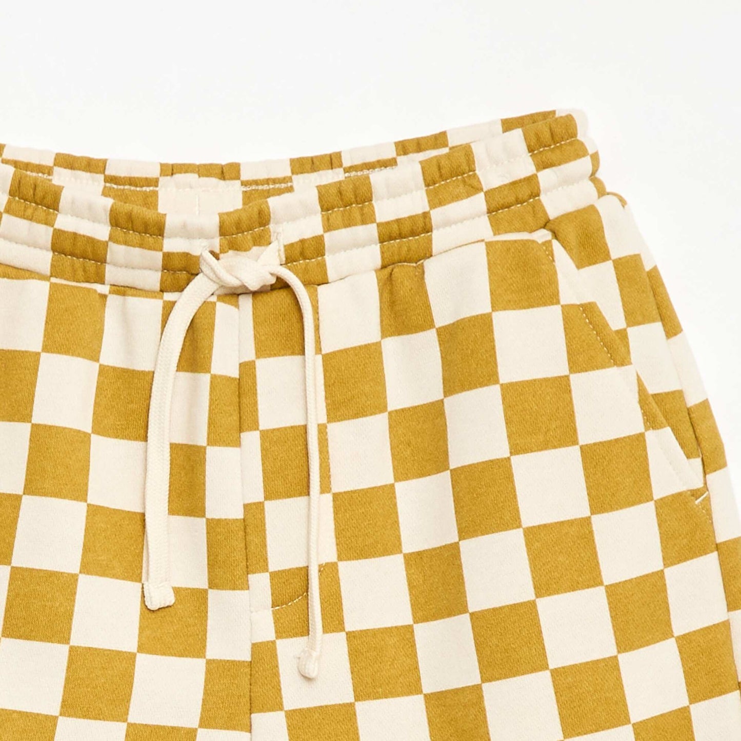 Patterned French Terry Bermuda Shorts BEIGE