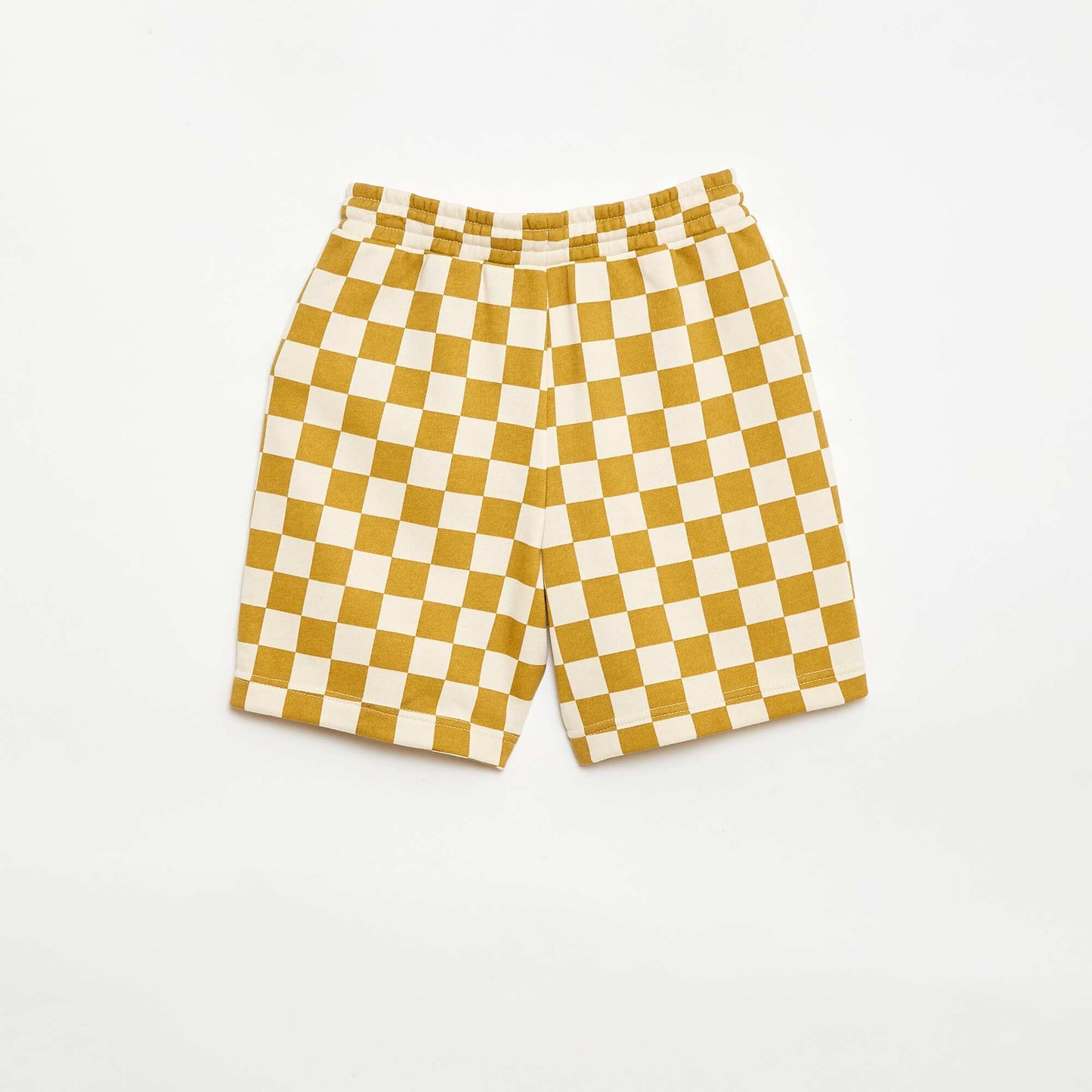 Patterned French Terry Bermuda Shorts BEIGE